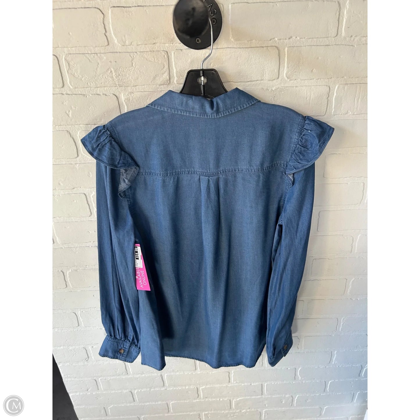 Top Long Sleeve By Cmc In Blue Denim, Size: M