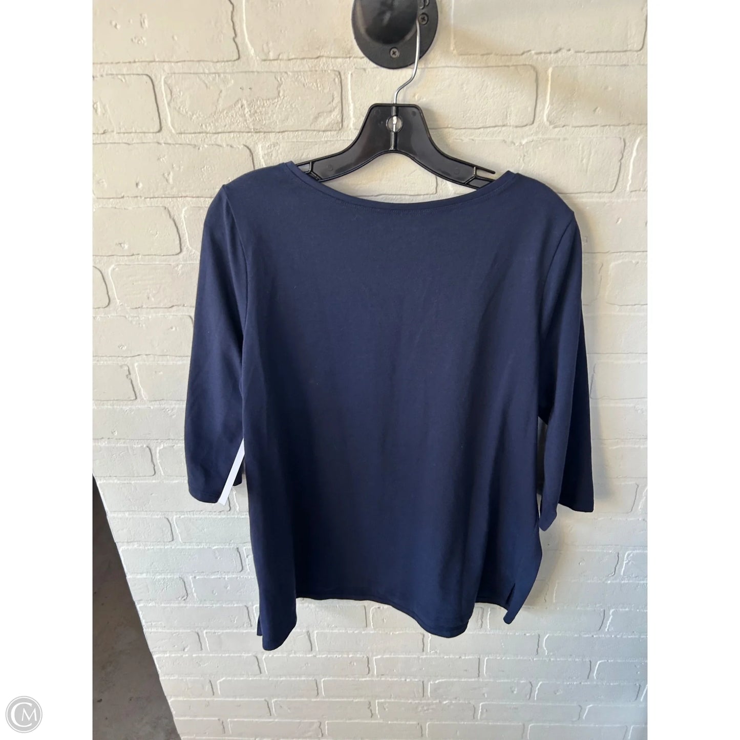 Top 3/4 Sleeve By Woman Within In Blue & Yellow, Size: M