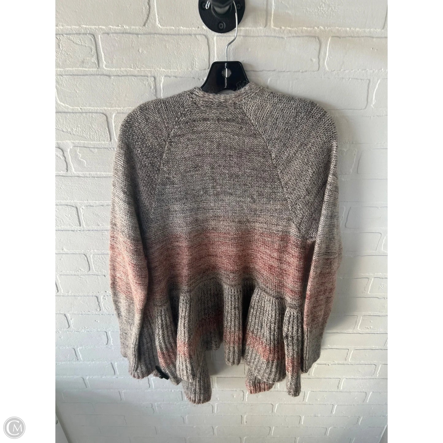 Sweater Cardigan By Knitted And Knotted In Grey & Orange, Size: M