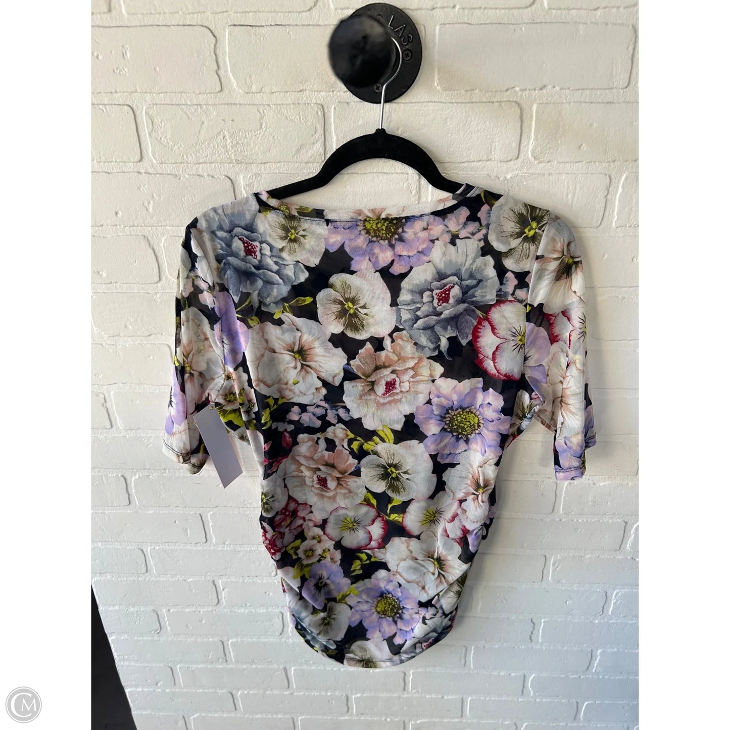 Top Short Sleeve By White House Black Market In Blue & Cream, Size: M