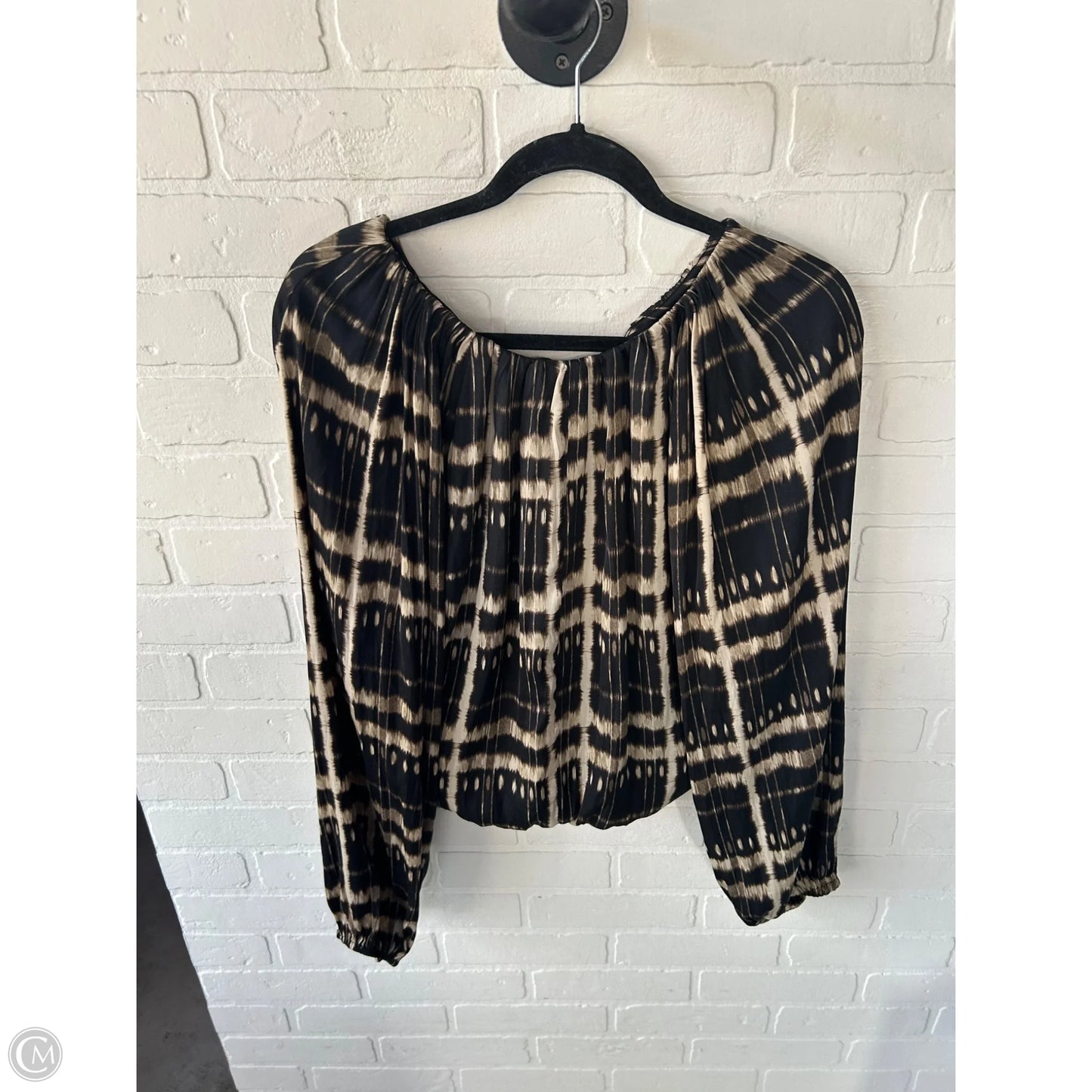 Top Long Sleeve By Grade & Gather In Black & Brown, Size: L