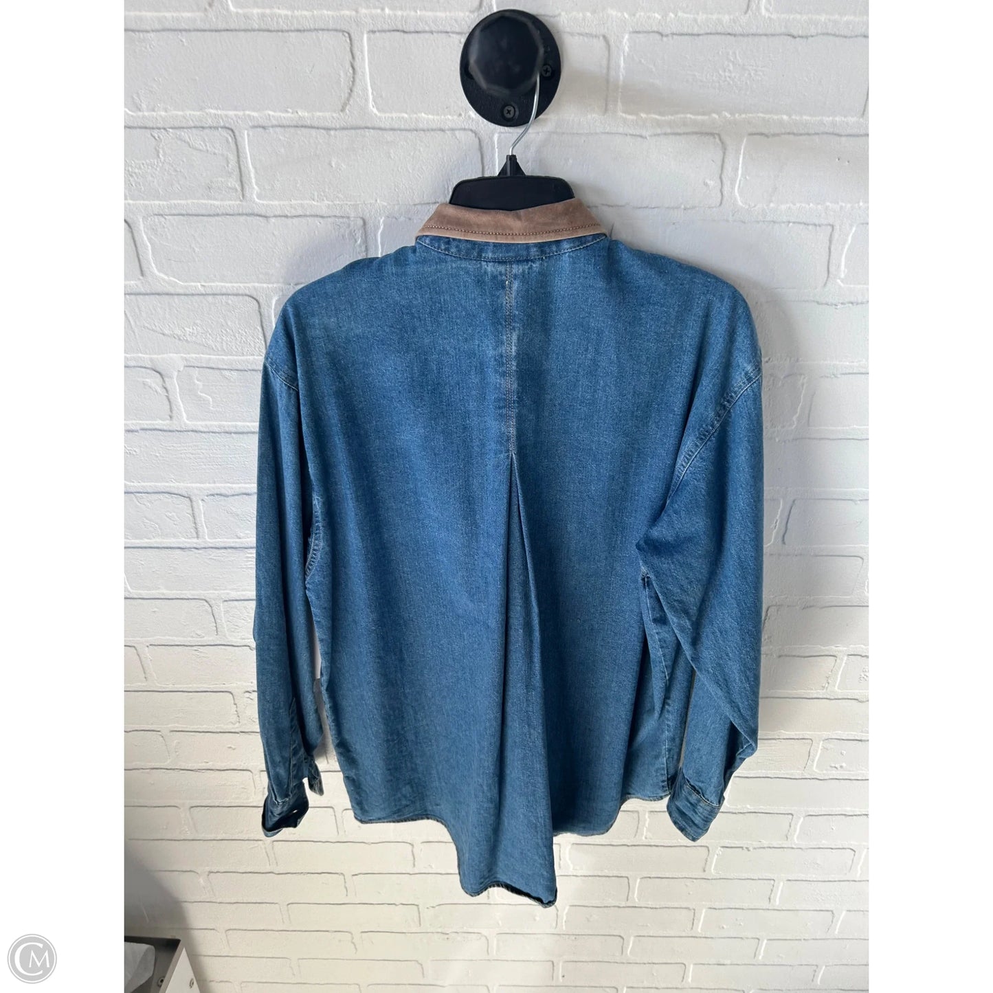 Top Long Sleeve By Dockers In Blue Denim, Size: M