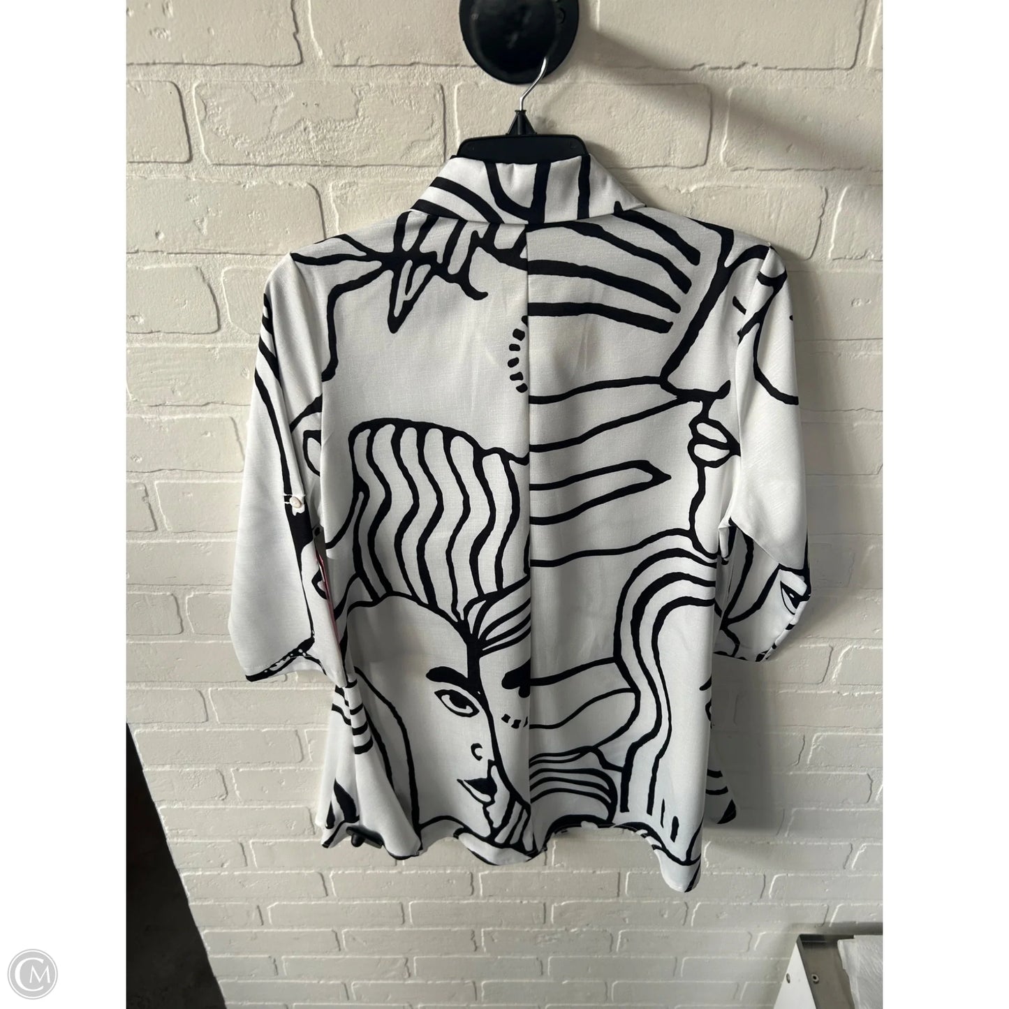 Tunic Short Sleeve By Radzoli In Black & White, Size: S