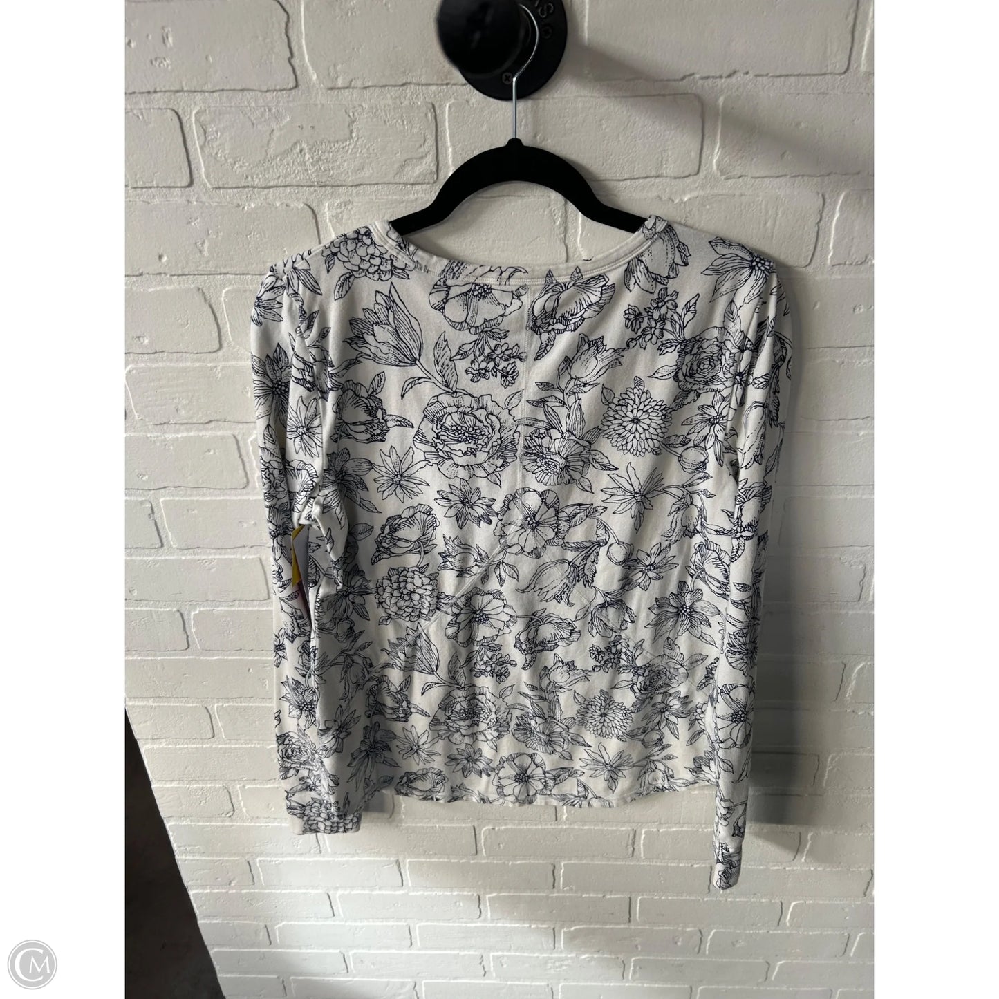 Top Long Sleeve By Talbots In Blue & White, Size: L