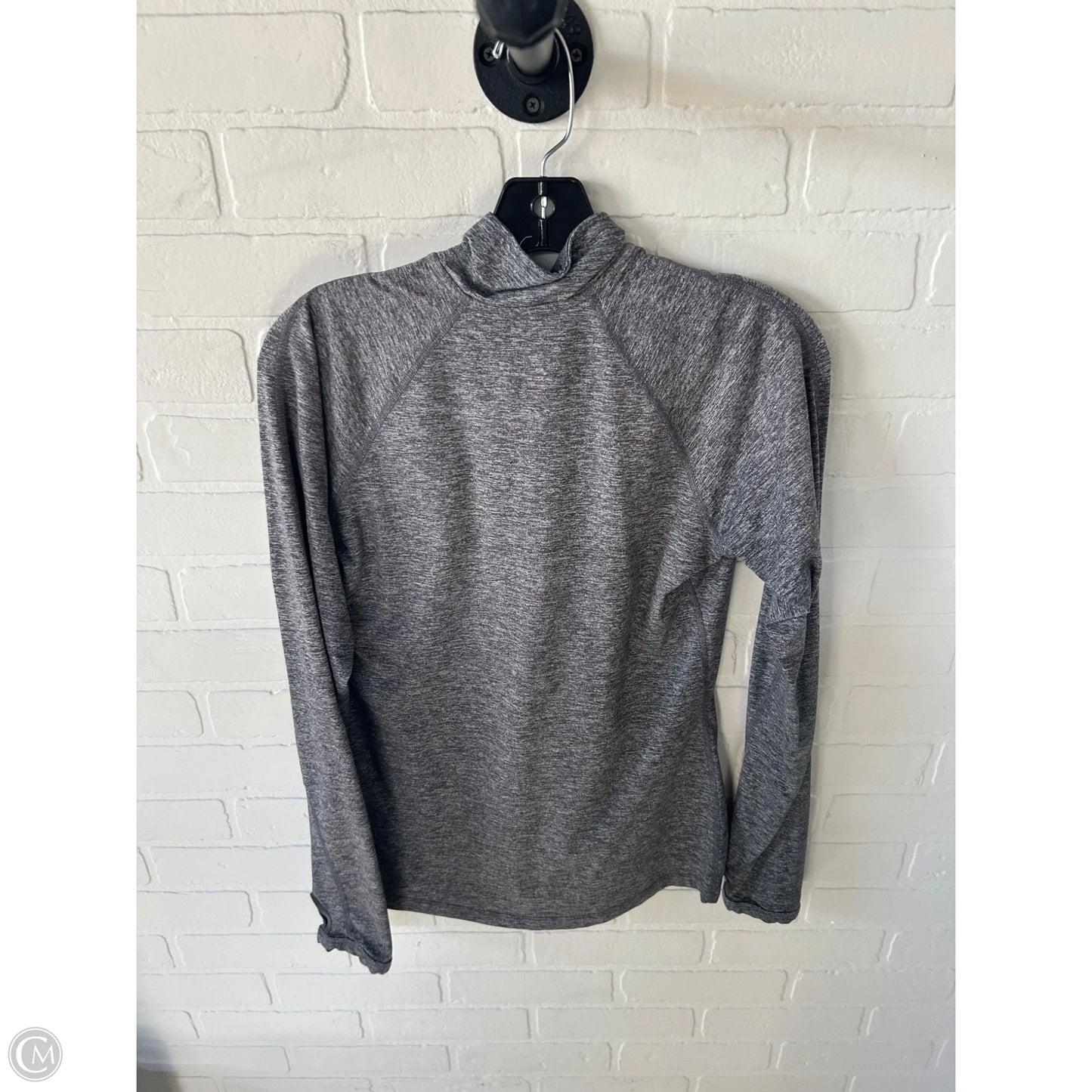 Athletic Top Long Sleeve Collar By Nike In Grey, Size: S