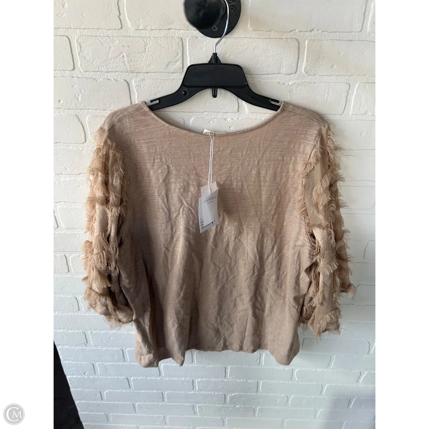 Top 3/4 Sleeve By Clothes Mentor In Tan, Size: L