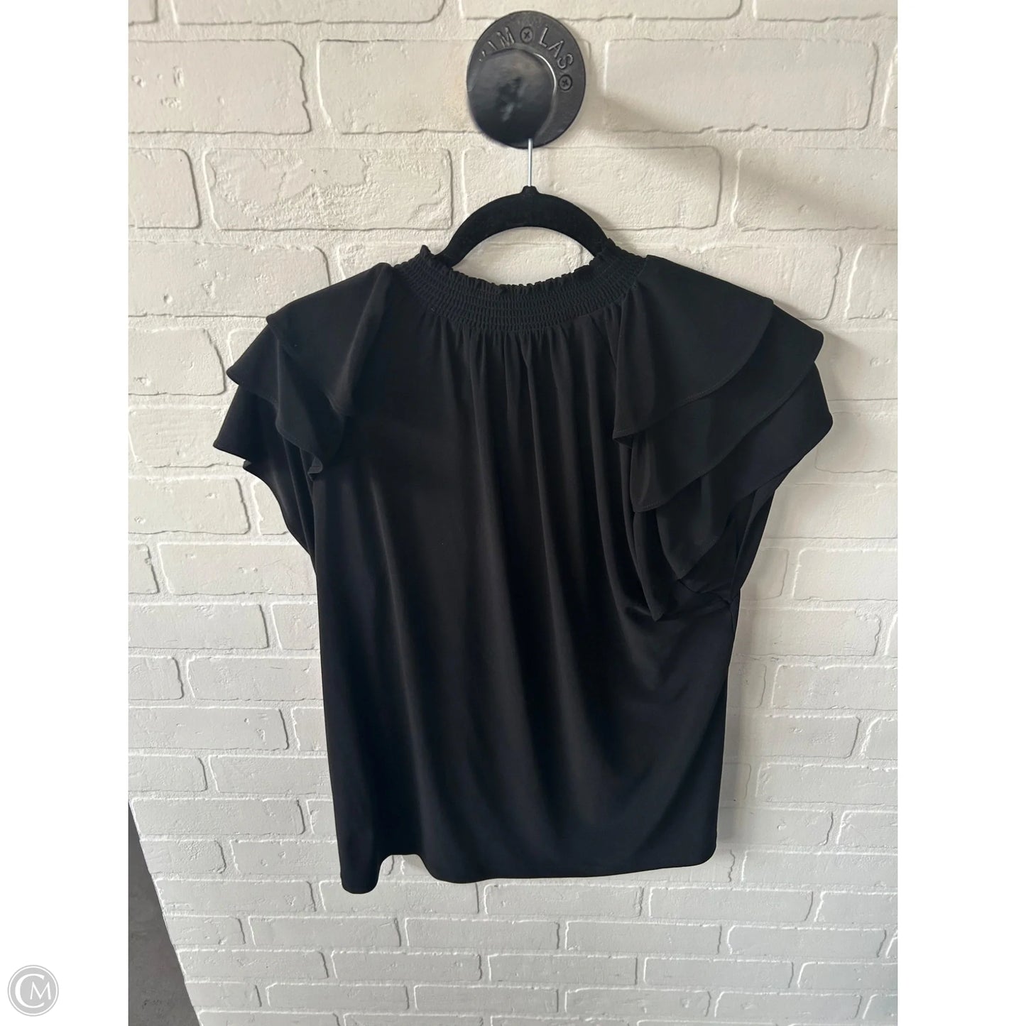 Top Short Sleeve By Anne Klein In Black, Size: L