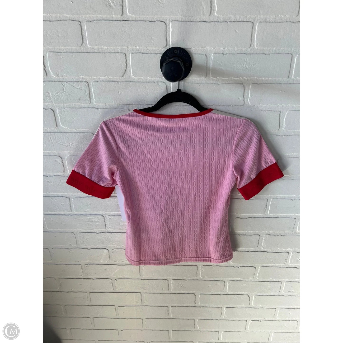 Athletic Top Short Sleeve By Adidas In Pink & Red, Size: Xs