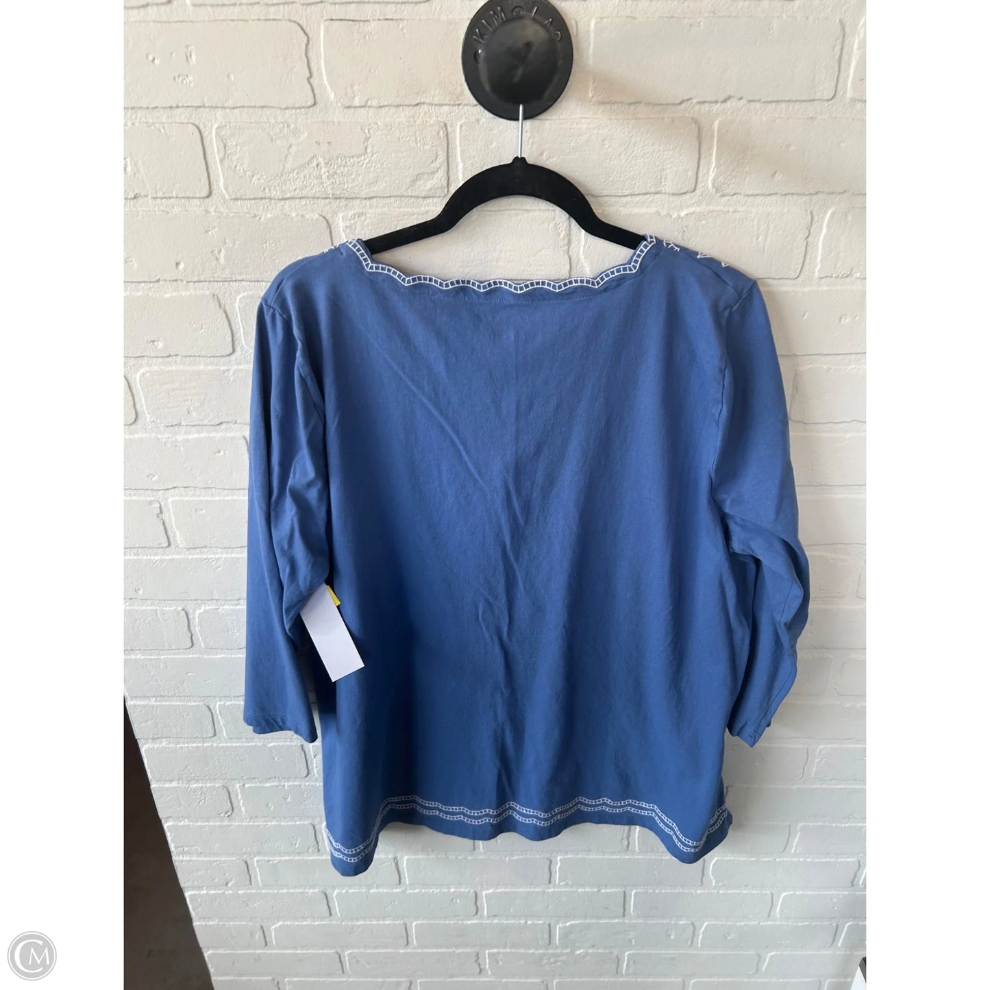 Top Long Sleeve By Talbots In Blue & White, Size: Xl