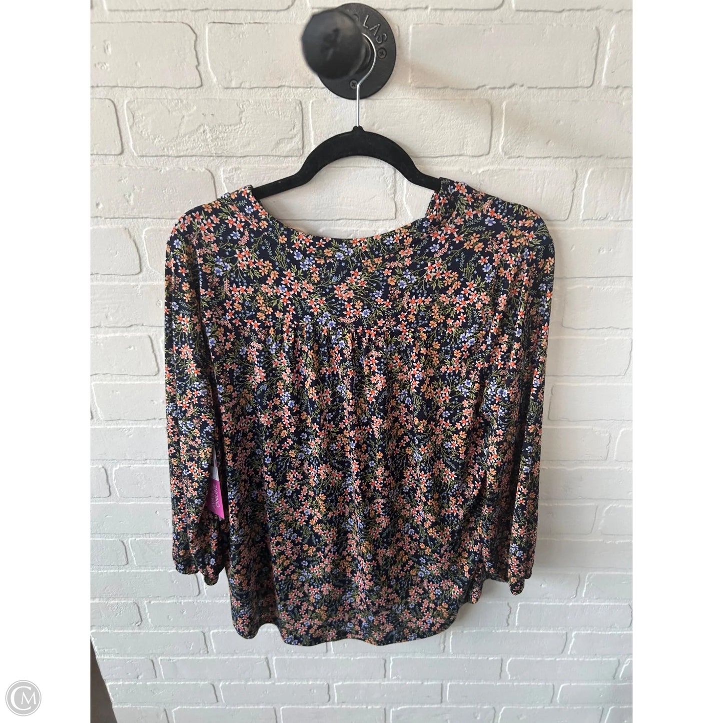 Top 3/4 Sleeve By Vince Camuto In Blue & Orange, Size: L