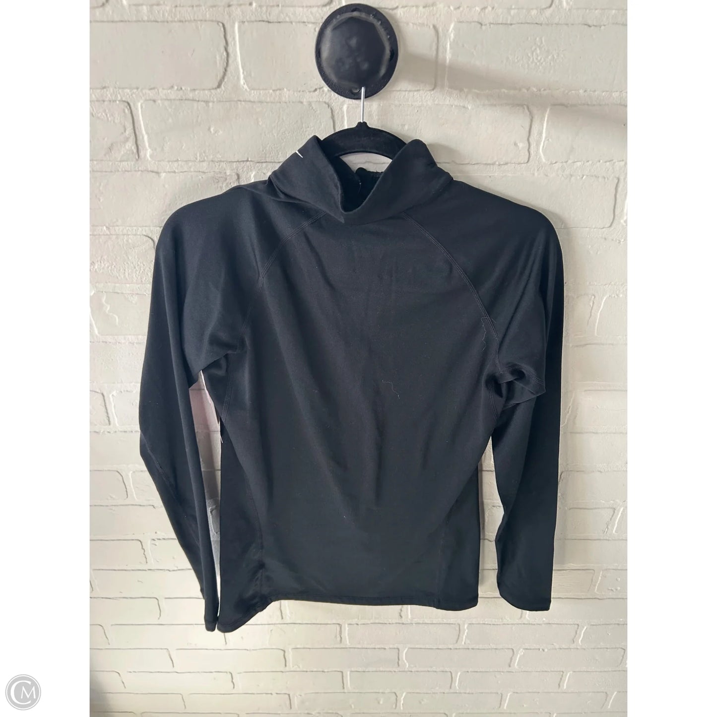 Athletic Top Long Sleeve Collar By Nike In Black, Size: M