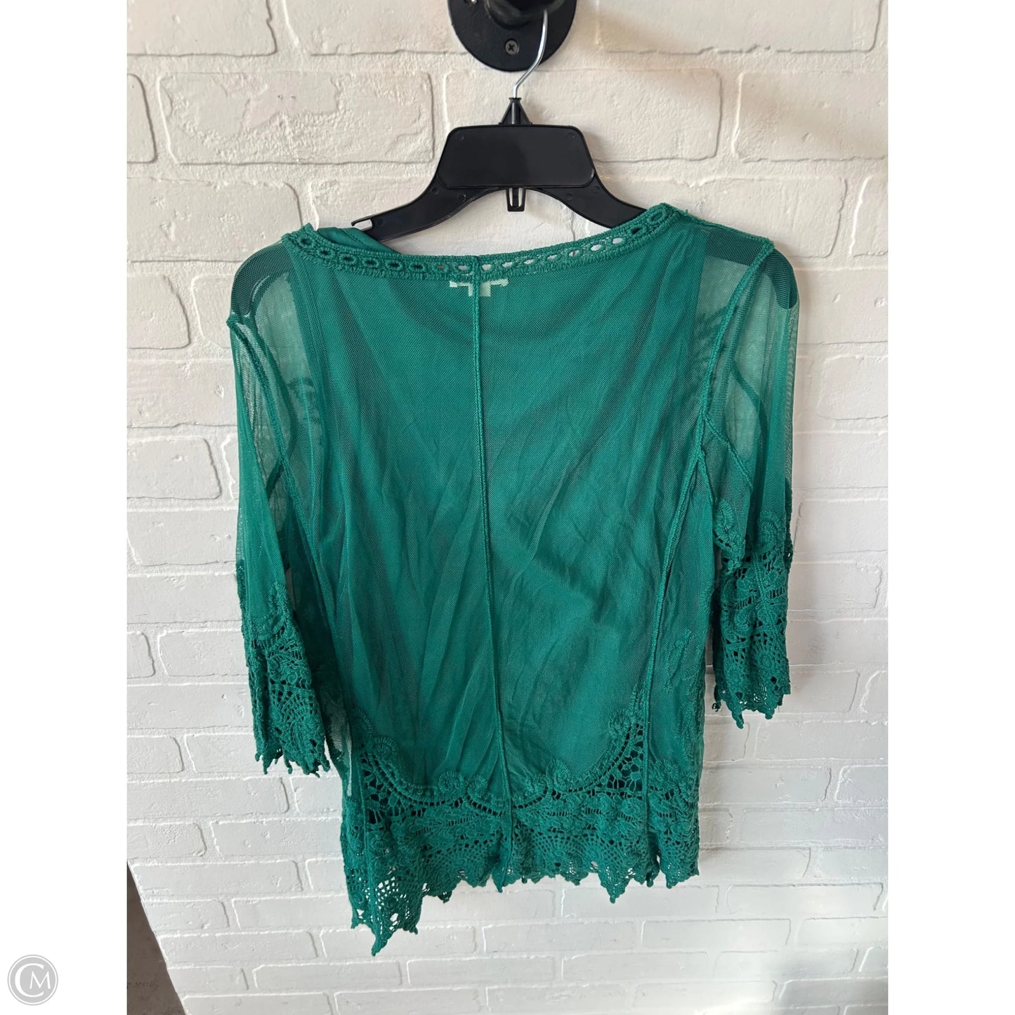 Top 3/4 Sleeve By Ultra Pink In Green, Size: M