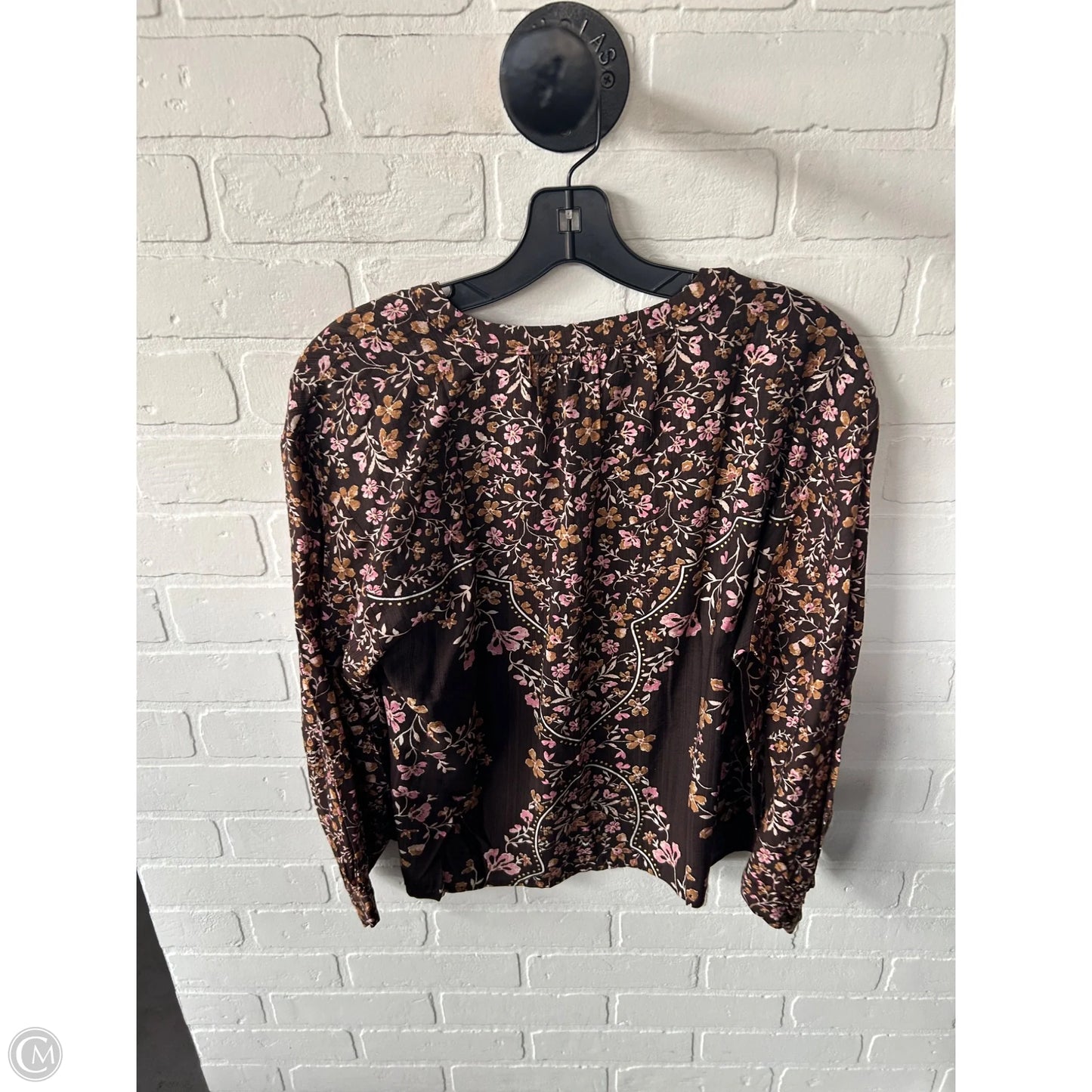 Top 3/4 Sleeve By Loft In Brown & Pink, Size: Mp