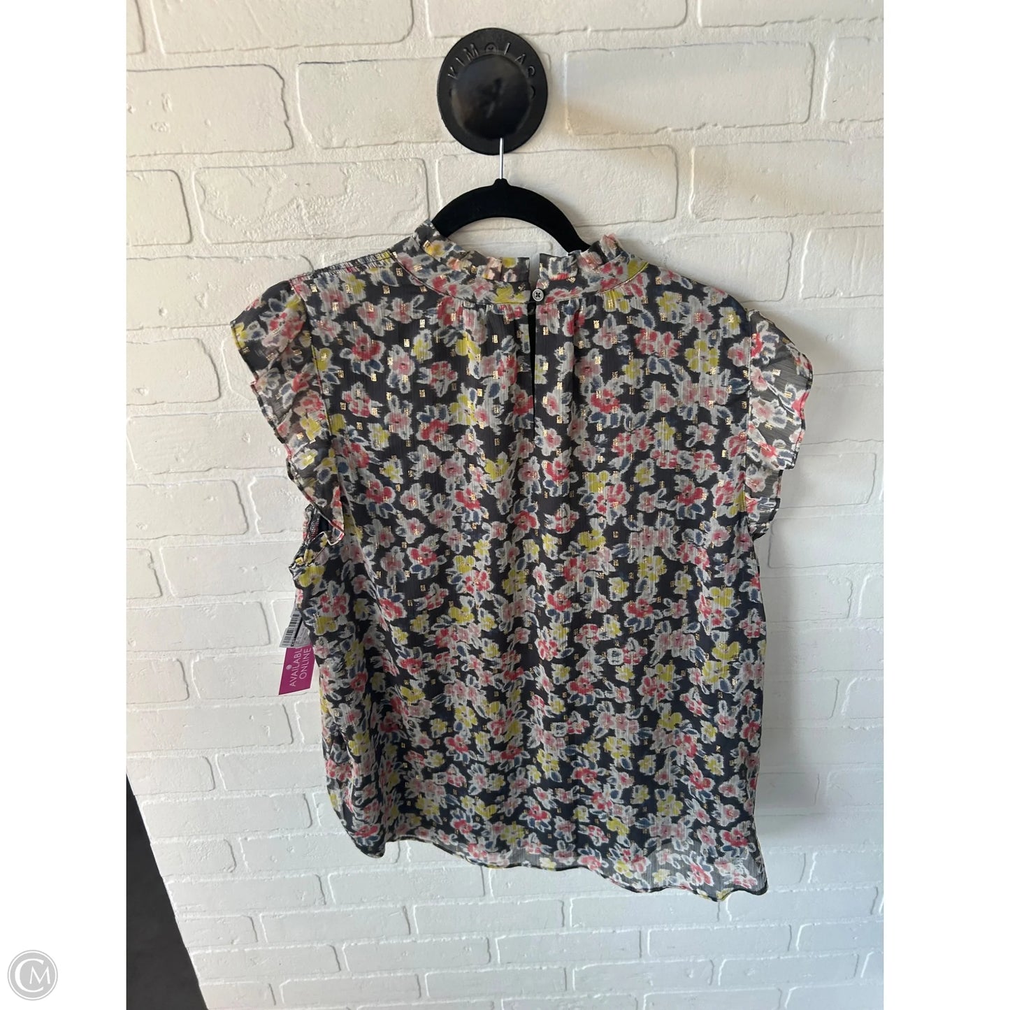 Top Short Sleeve By Loft In Grey & Yellow, Size: Xl