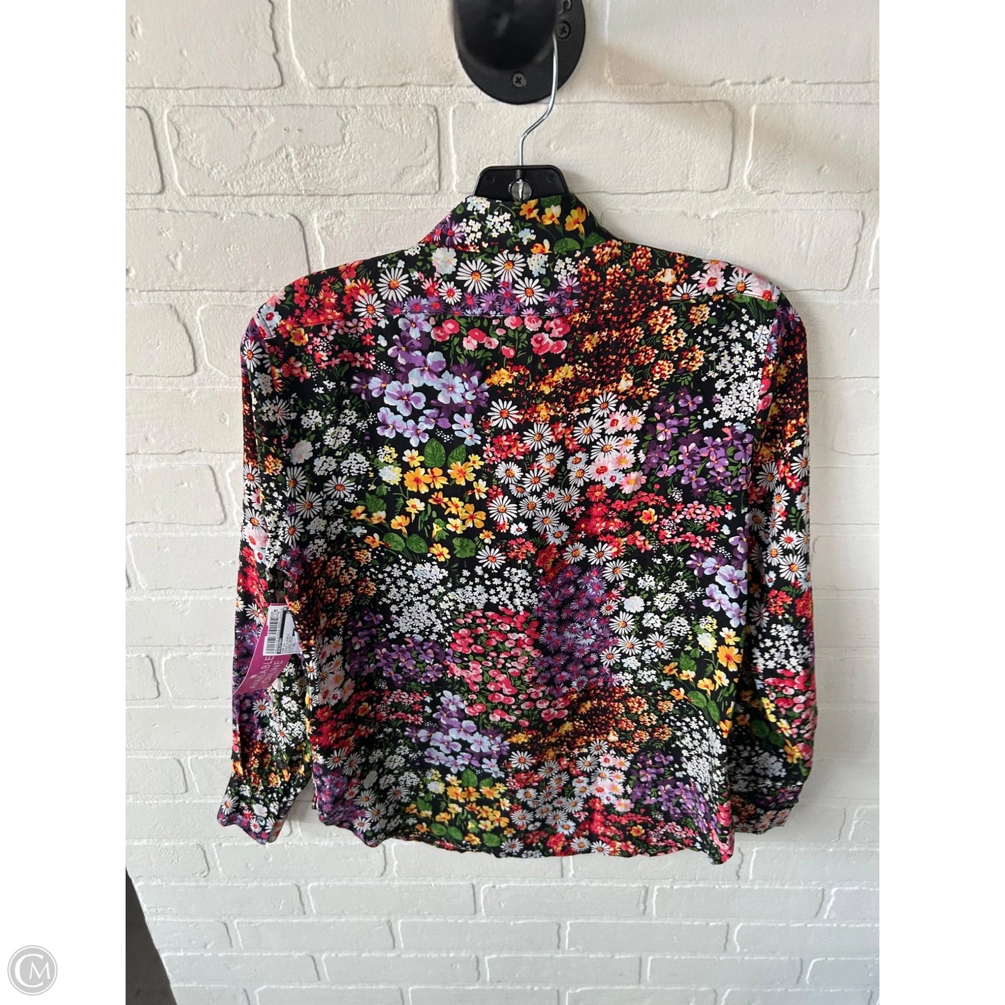 Top Long Sleeve By Equipment In Black & Purple, Size: Xs