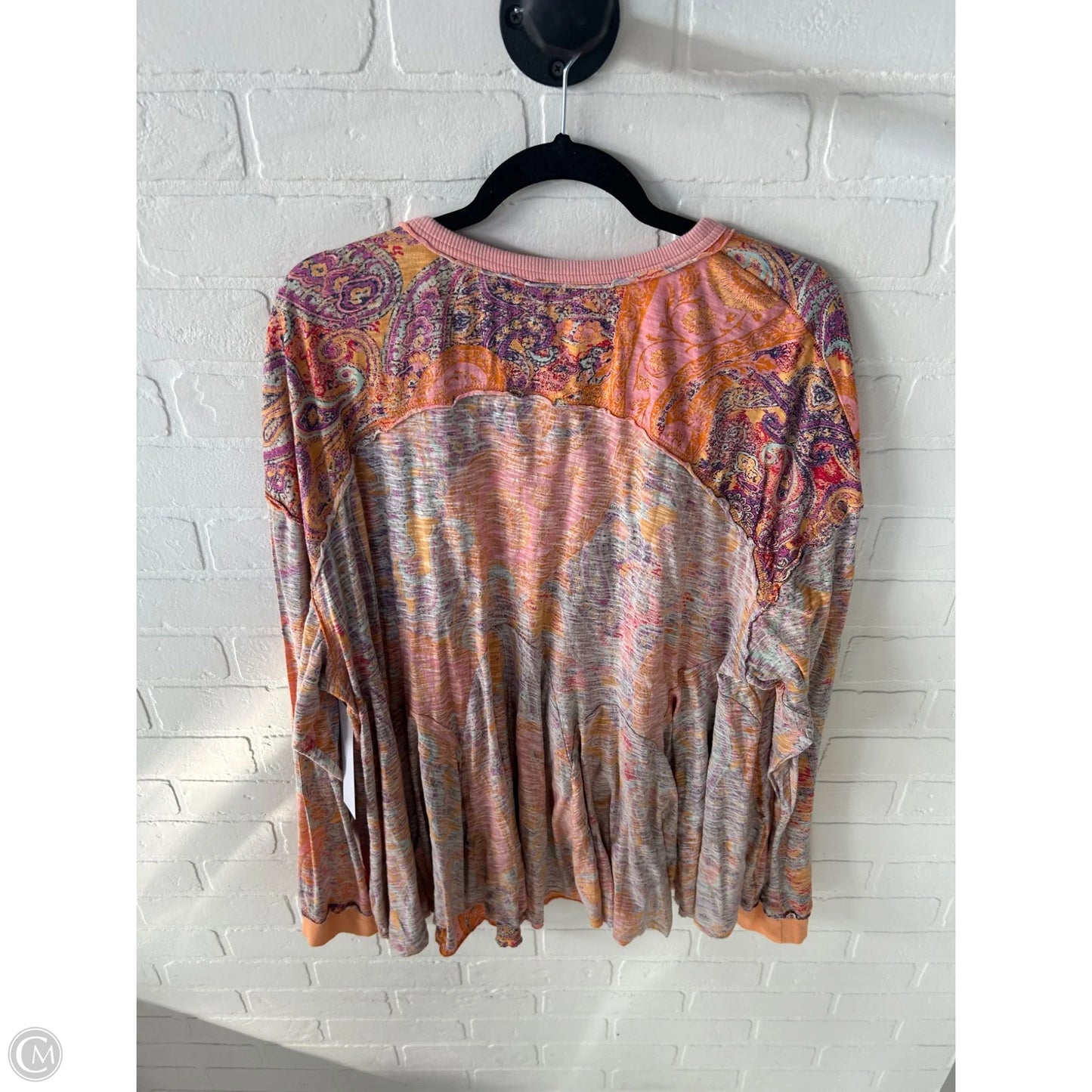Top Long Sleeve By Free People In Orange & Pink, Size: L