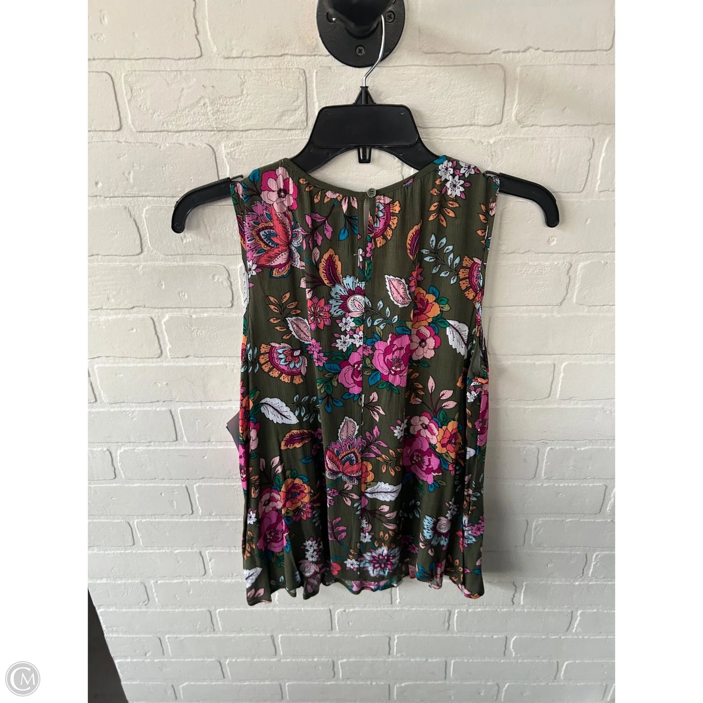 Top Sleeveless By Ana In Green & Pink, Size: Mp