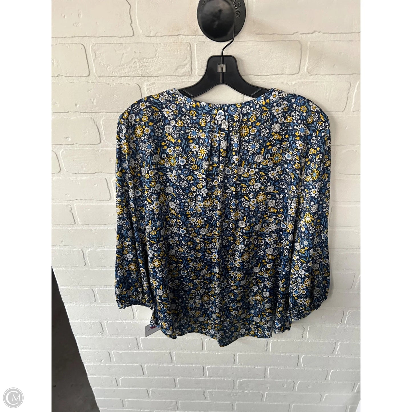 Top Long Sleeve By Liz Claiborne In Blue & Yellow, Size: L