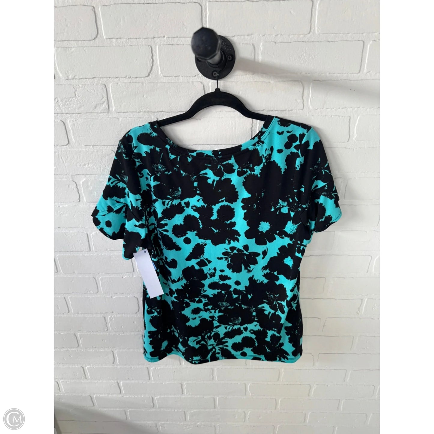 Top Short Sleeve By Worthington In Black & Blue, Size: M