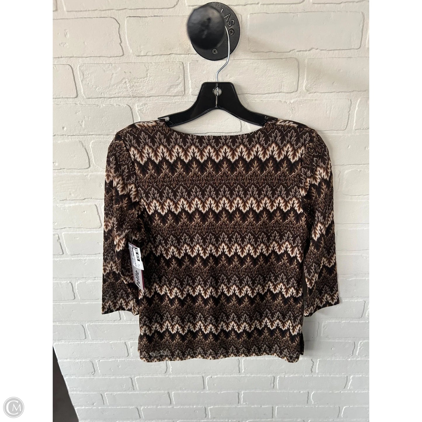 Top 3/4 Sleeve By Jm Collections In Brown, Size: Mp