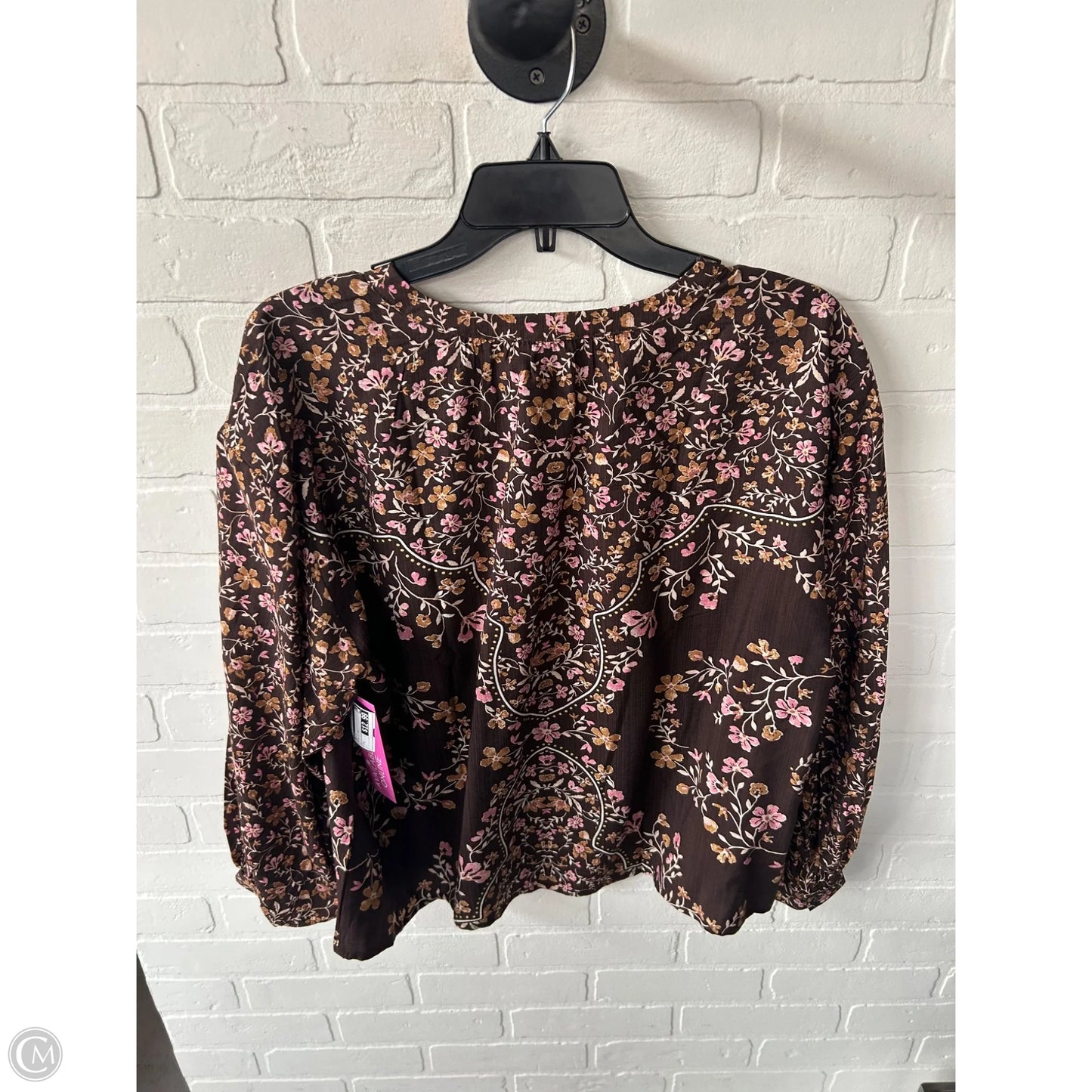 Top Long Sleeve By Loft In Brown & Pink, Size: L