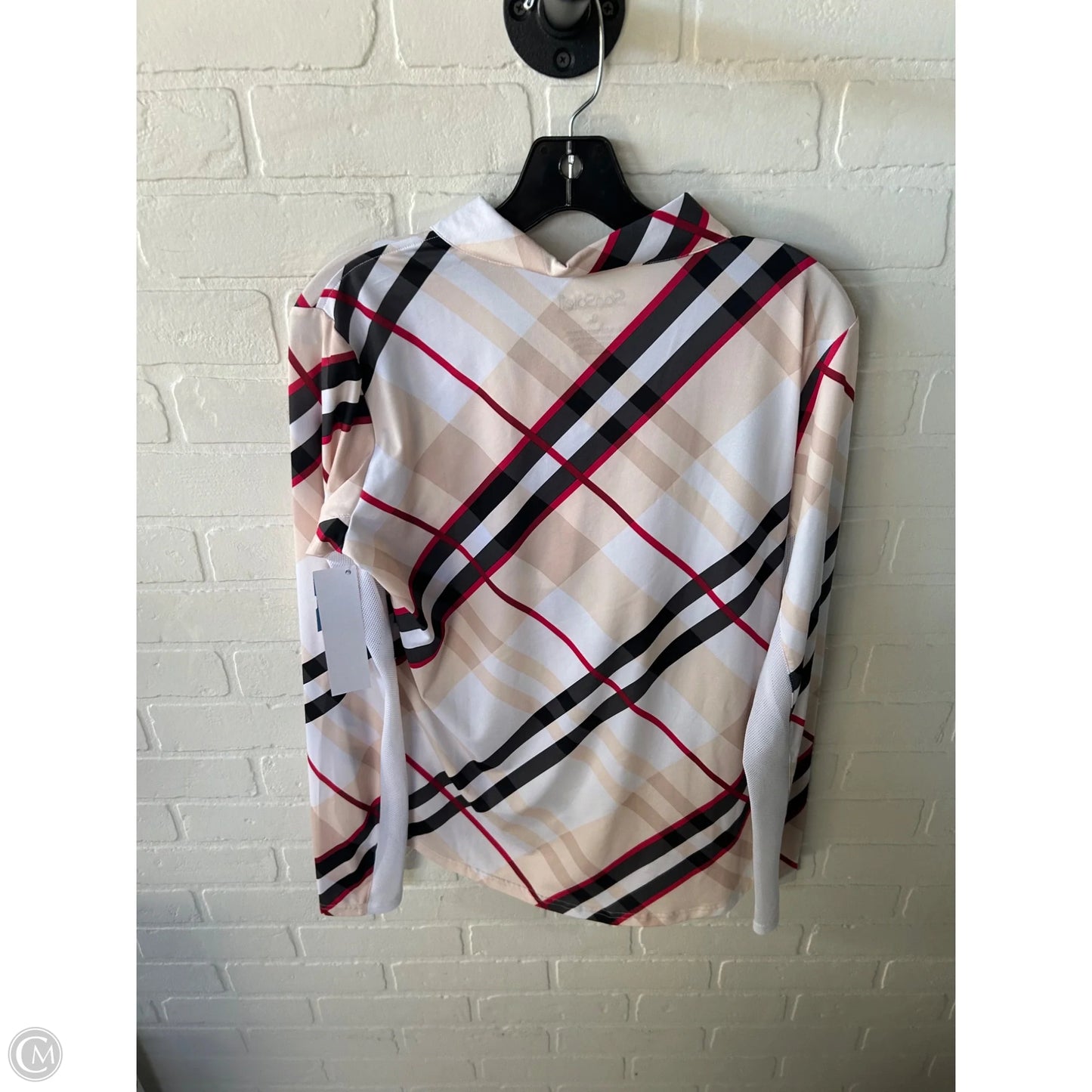 Athletic Top Long Sleeve Collar By Clothes Mentor In Black & Tan, Size: L