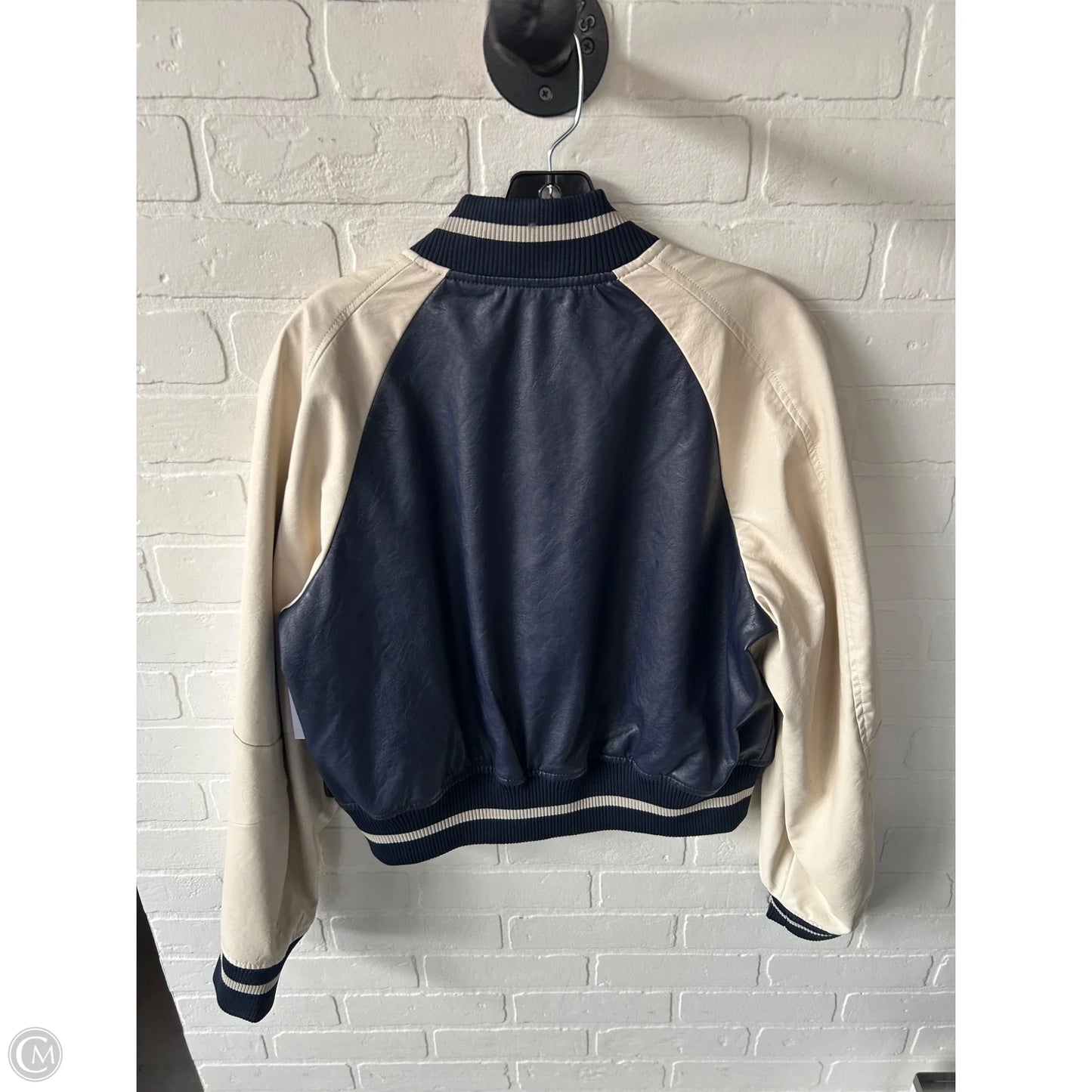 Jacket Moto By Baum Und Pferdgarten In Blue & Cream, Size: S