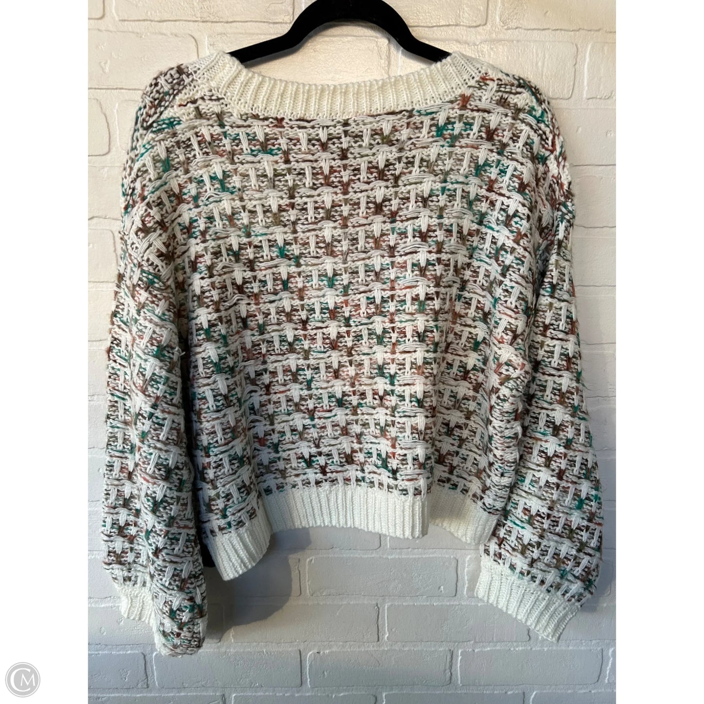 Sweater Cardigan By Exlura In Green & White, Size: S