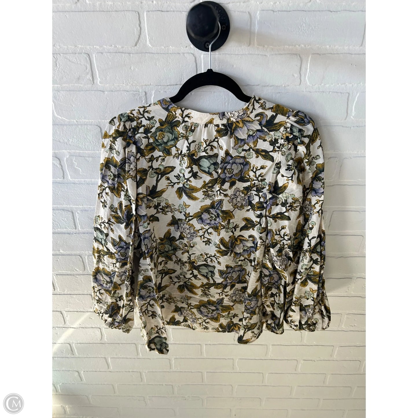 Top Long Sleeve By Loft In Green & Tan, Size: M