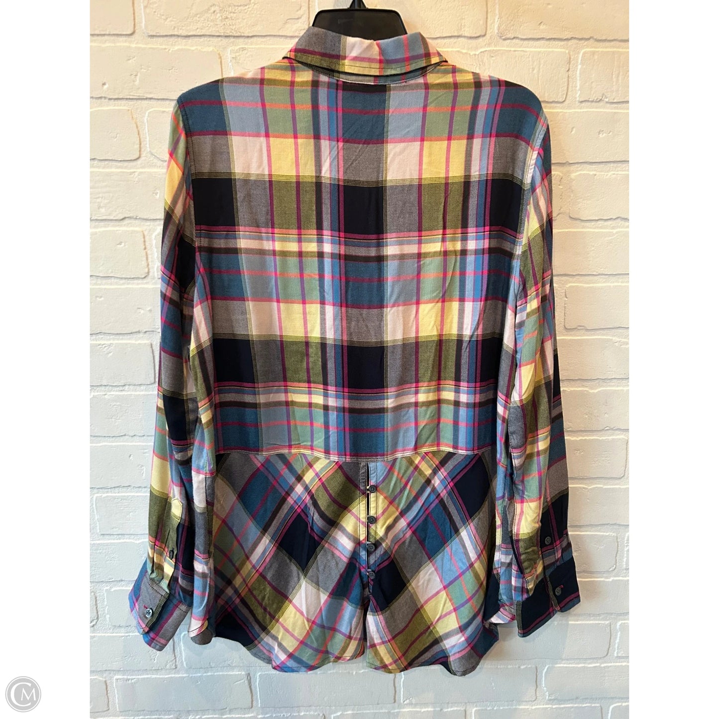 Top Long Sleeve By Talbots In Blue & Yellow, Size: L