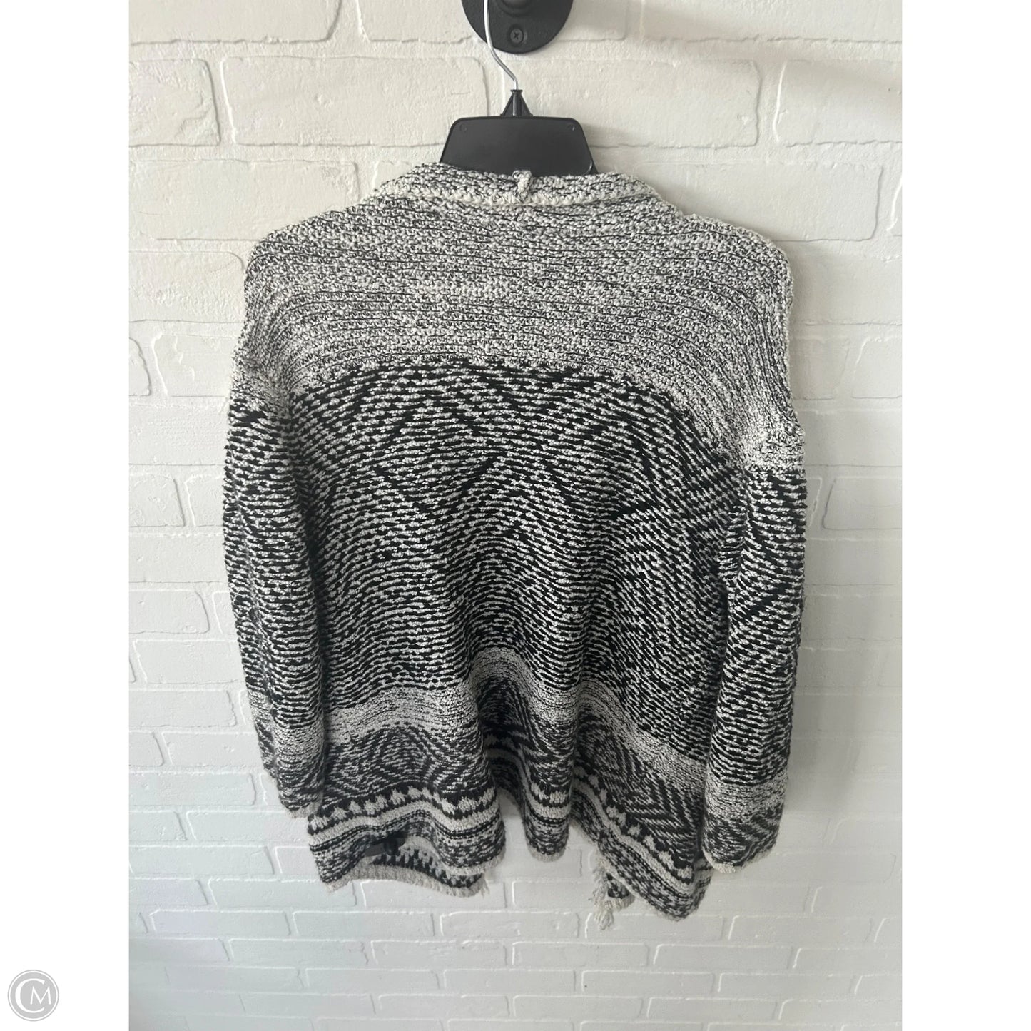 Sweater Cardigan By J. Jill In Black & Grey, Size: Mp