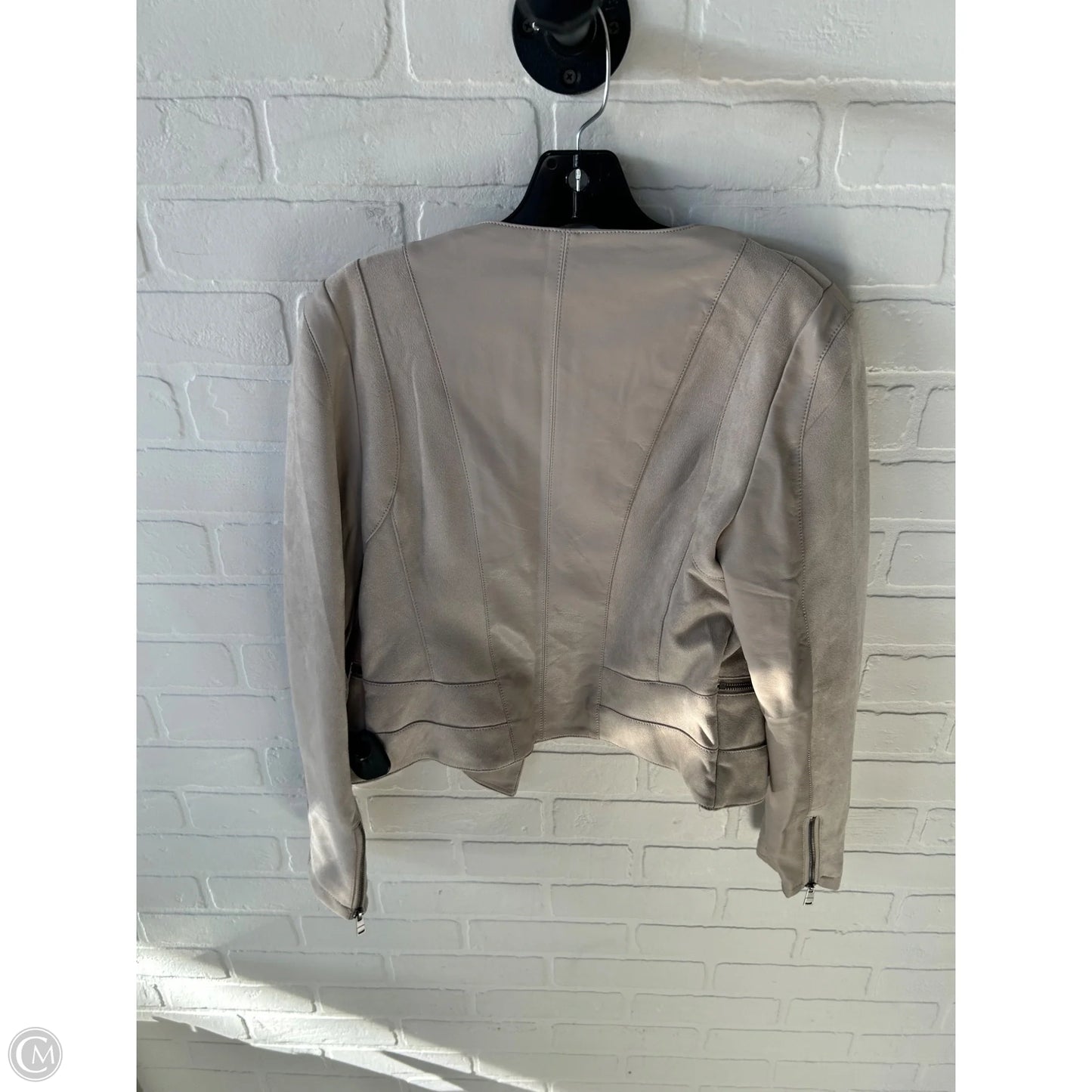 Jacket Moto By Clothes Mentor In Tan, Size: S
