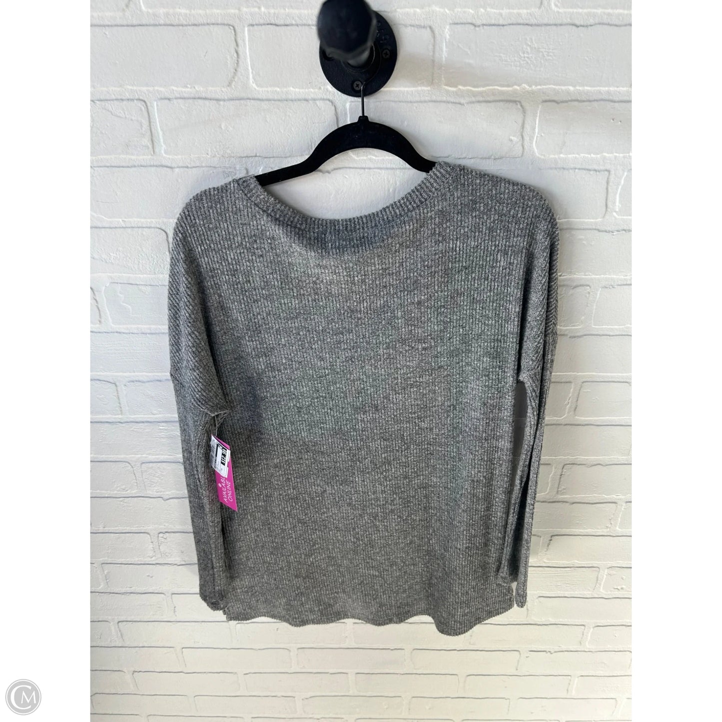 Top Long Sleeve By Grace & Lace In Grey & White, Size: Xs