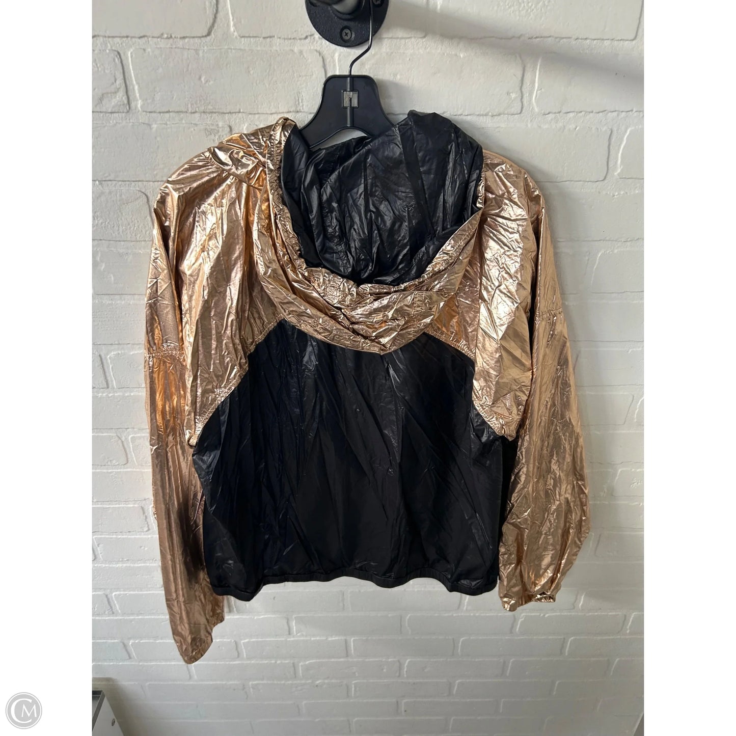 Jacket Windbreaker By Joy Lab In Black & Gold, Size: Xxl