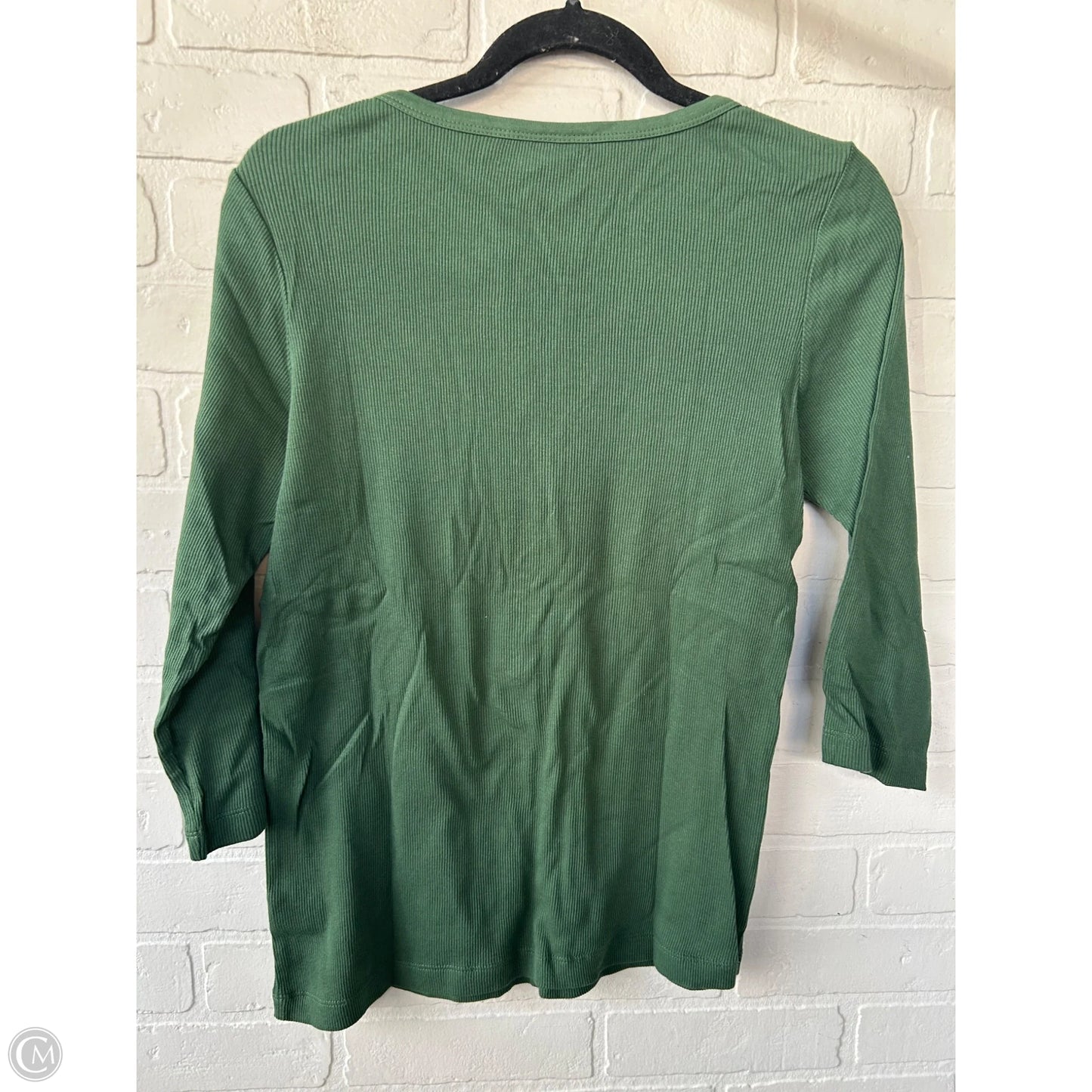 Top 3/4 Sleeve Basic By D&co. In Green & White, Size: Xs