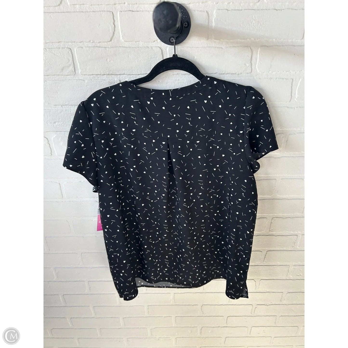 Top Short Sleeve By Hilary Radley In Black & White, Size: L