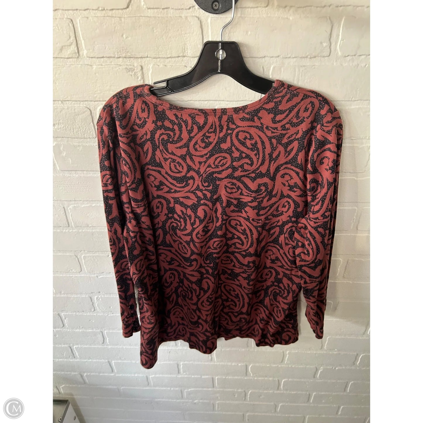 Top 3/4 Sleeve By Chicos In Black & Brown, Size: Xxl