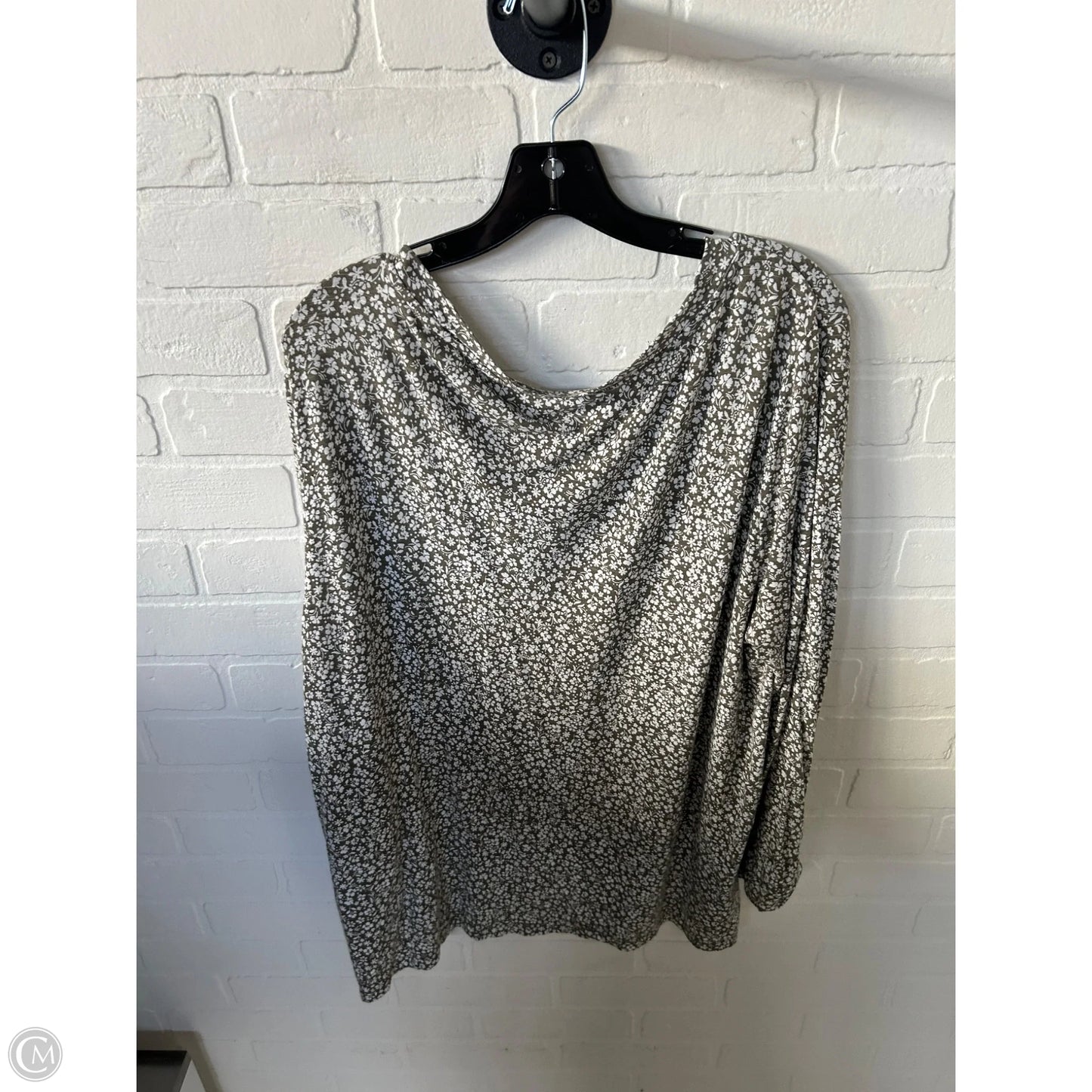 Top Long Sleeve By Loft In Green & White, Size: Xl