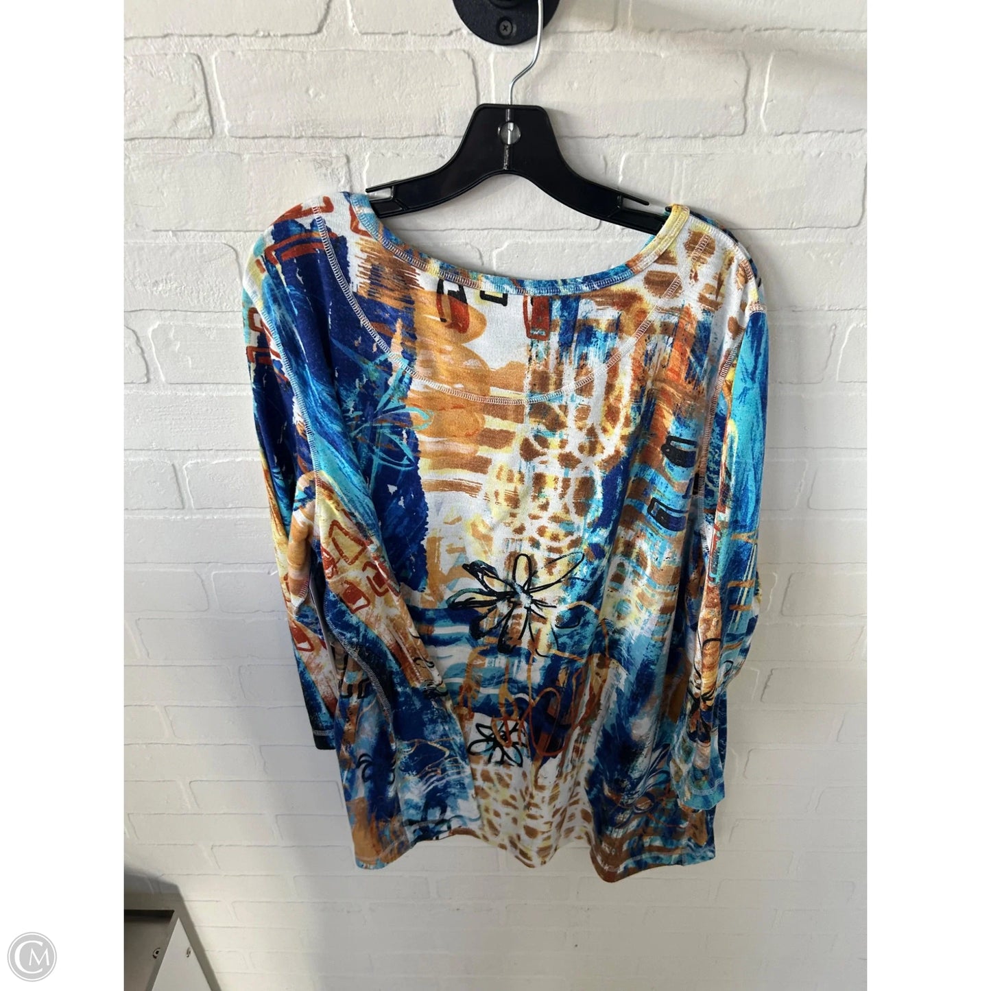 Top Long Sleeve By Ali Miles In Blue & Brown, Size: 2x