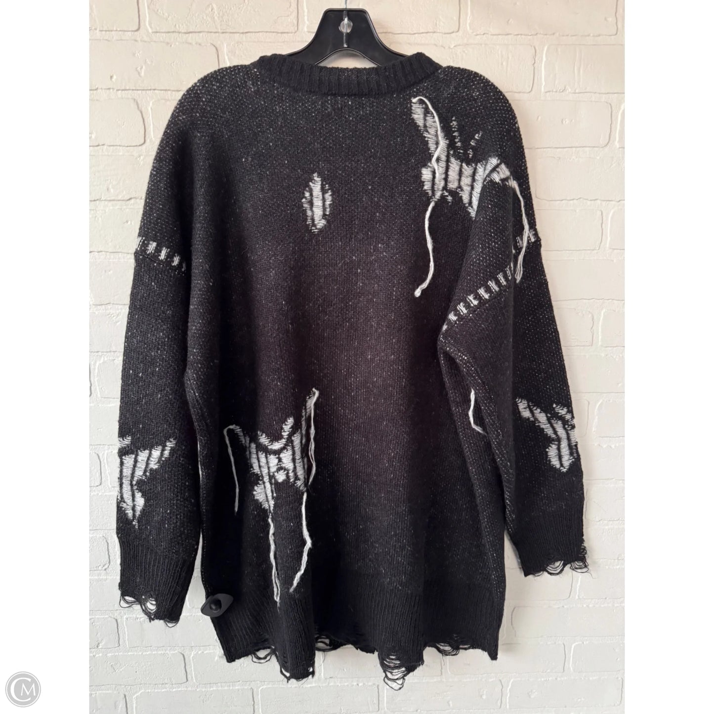 Sweater Cardigan By Torrid In Black & White, Size: 1x