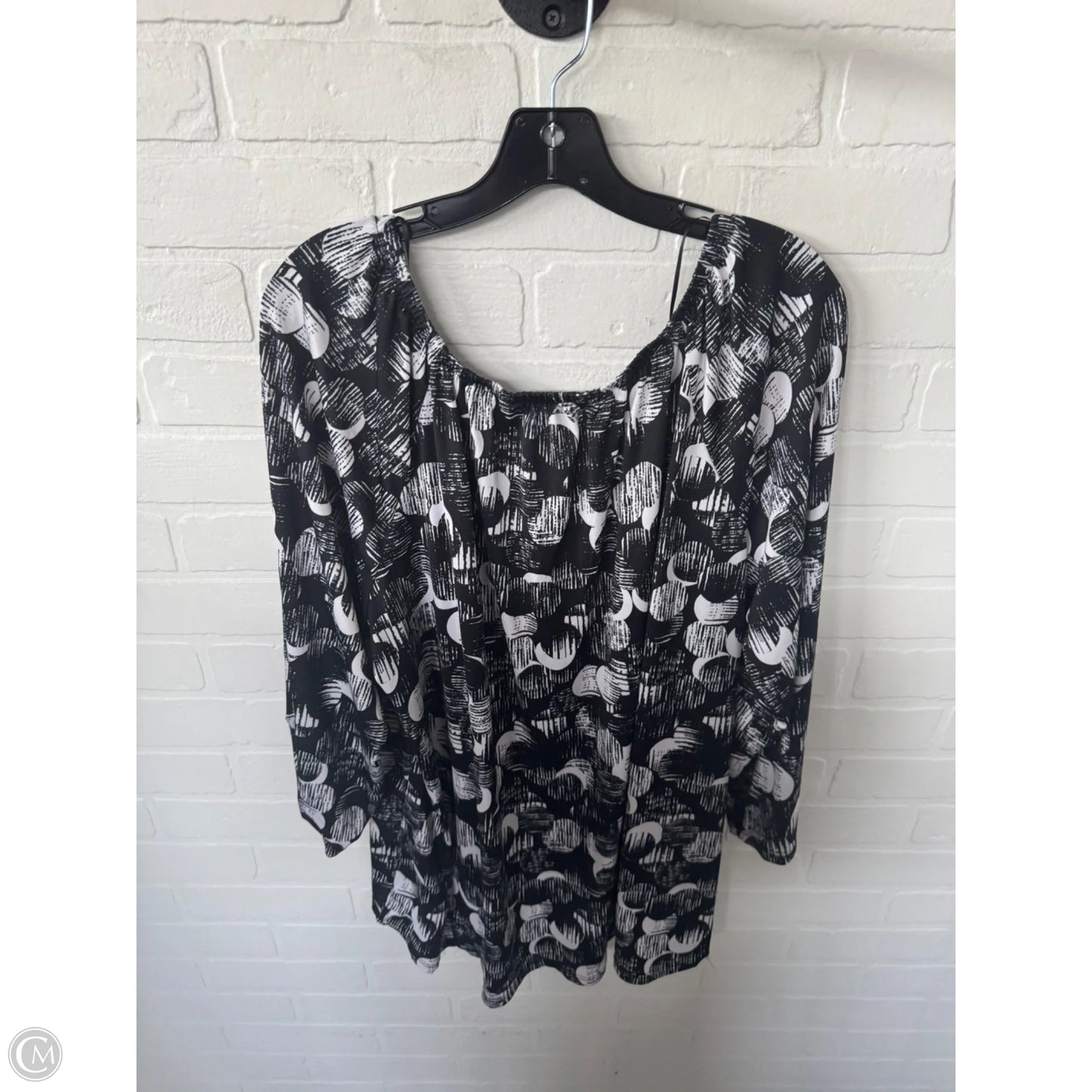 Top 3/4 Sleeve By Notations In Black & White, Size: 3x