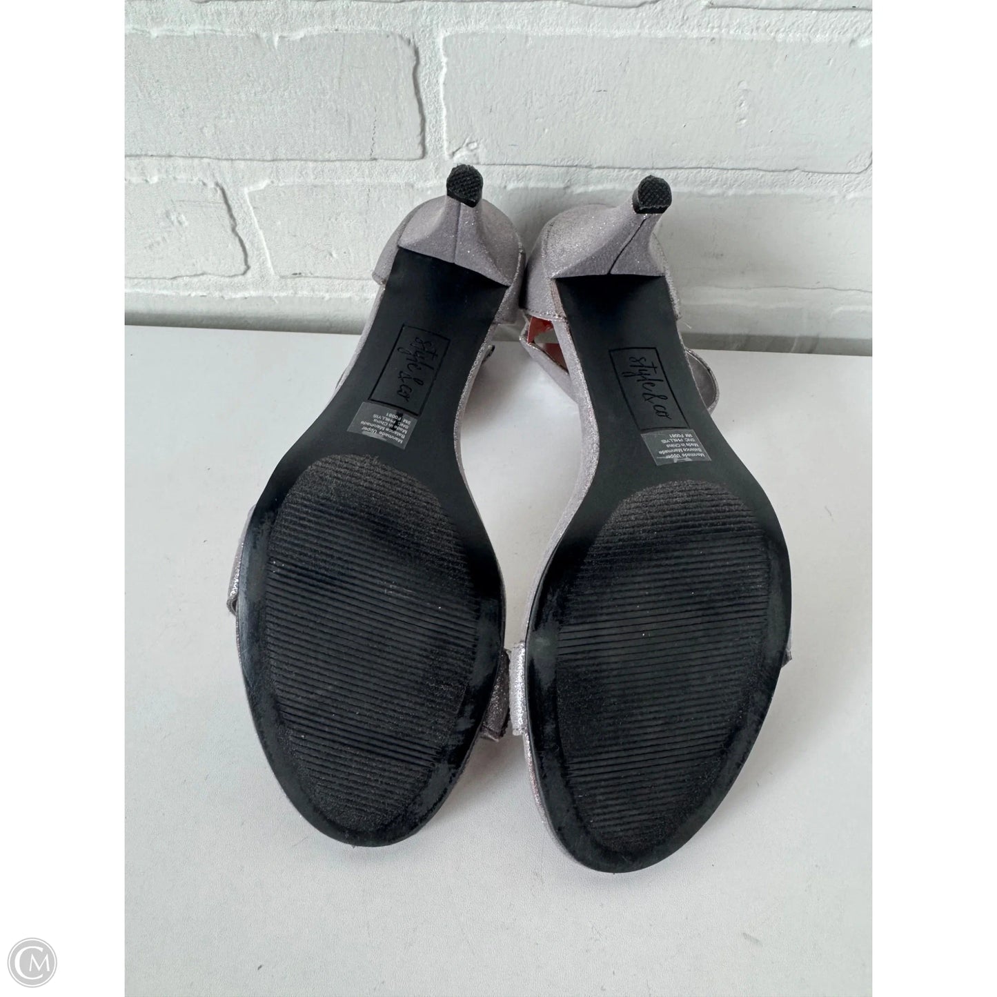 Sandals Heels Kitten By Style And Company In Silver, Size: 9