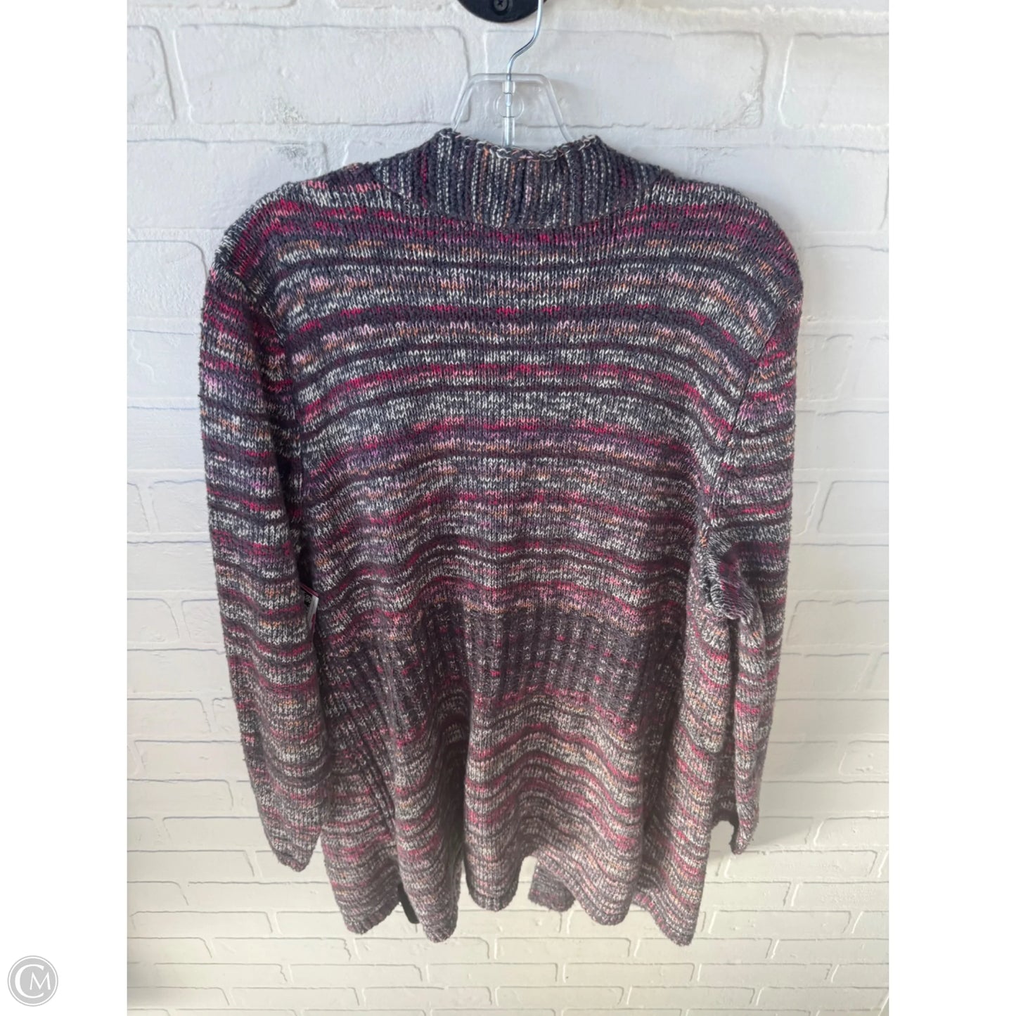 Sweater Cardigan By Nic + Zoe In Grey & Pink, Size: Xl
