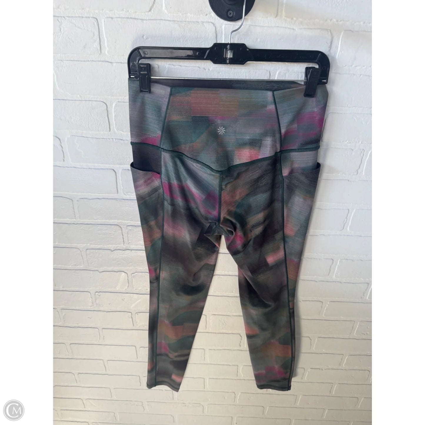 Athletic Leggings By Athleta In Green & Pink, Size: 8