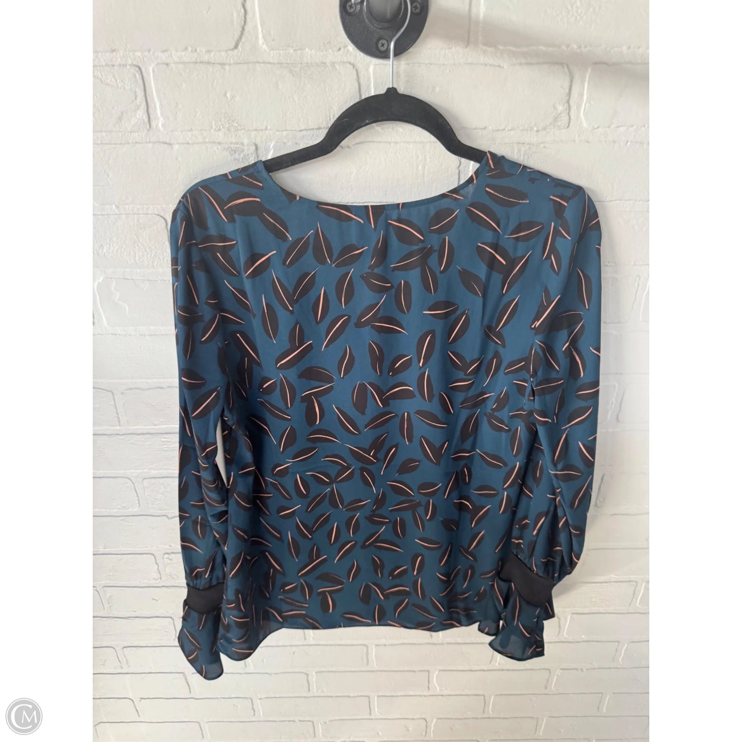 Top Long Sleeve By Cabi In Black & Blue, Size: S