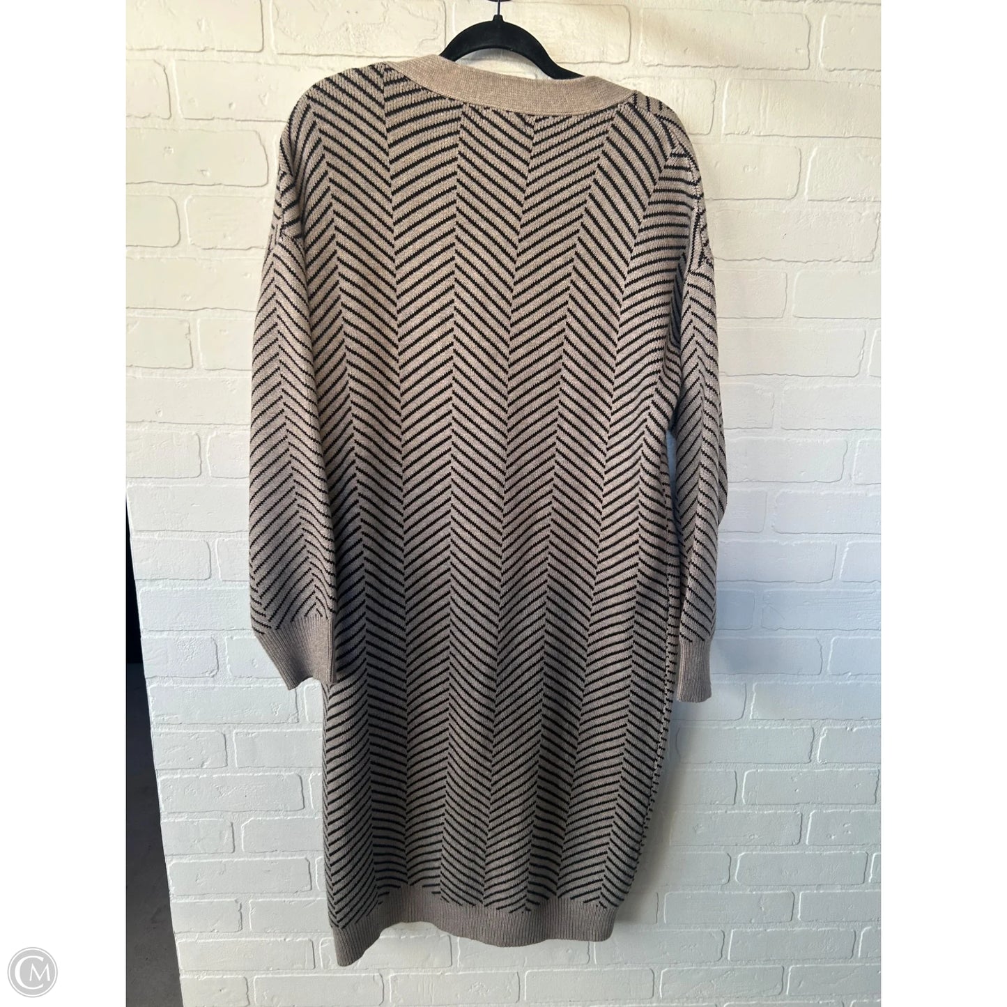 Sweater Cardigan By Promesa In Black & Tan, Size: L