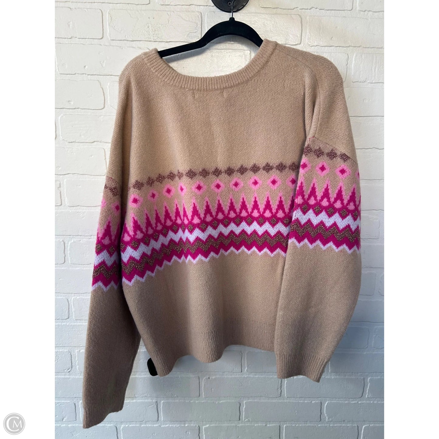 Sweater By Cmc In Pink & Tan, Size: L