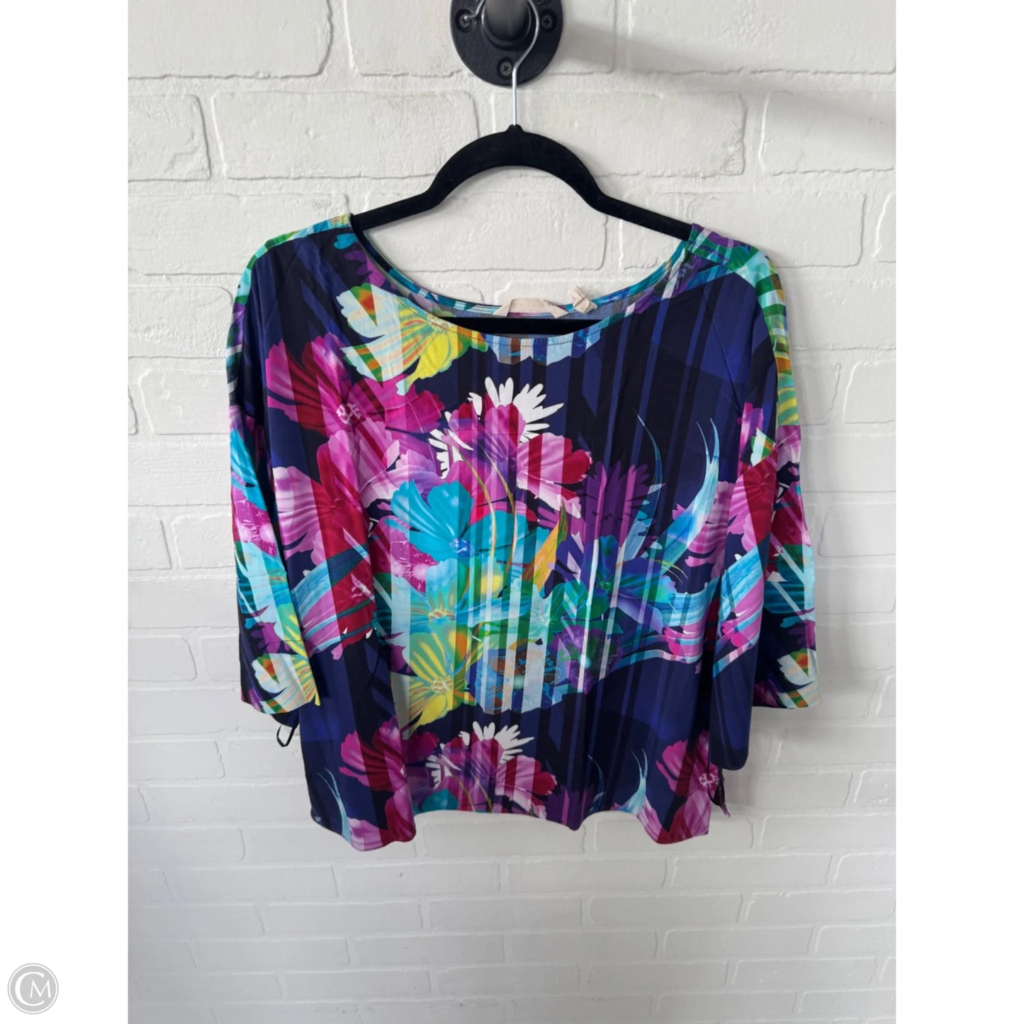Top 3/4 Sleeve By Soft Surroundings In Blue & Pink, Size: M
