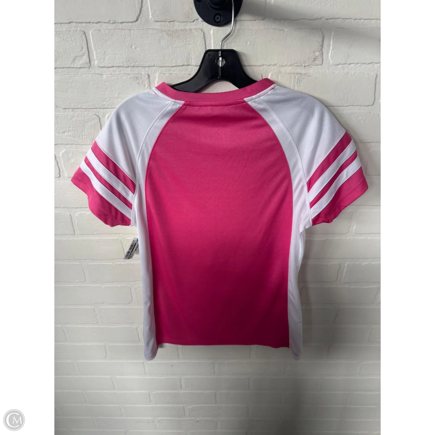 Top Short Sleeve By Majestic In Pink & White, Size: M