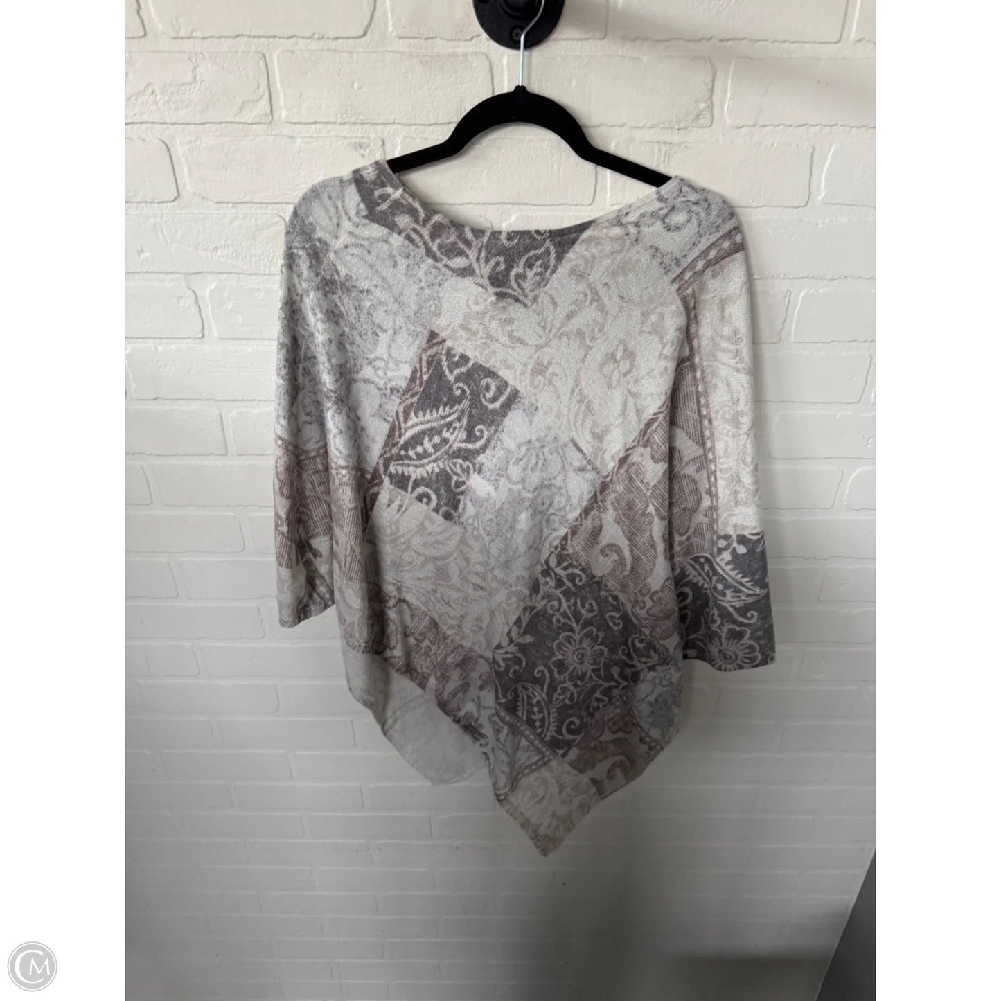 Poncho By Chicos In Cream & Grey, Size: L